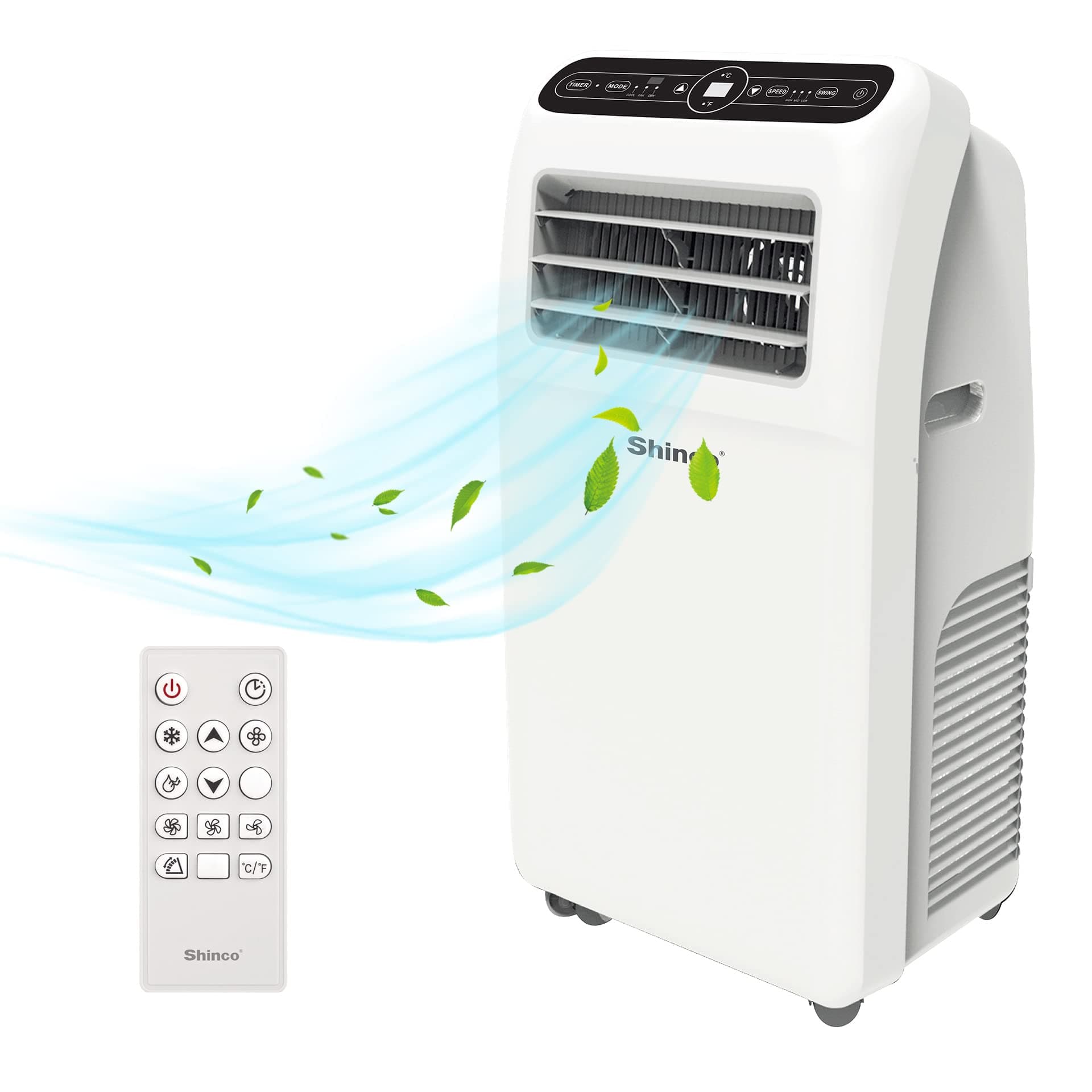 SHINCO 12000BTU Climatiseur Mobile, 3,5 Kw, Fonction 3-en-1 avec Tuyau D'échappement,Refroidissement et Déshumidificateur et Ventilation, Eco R290