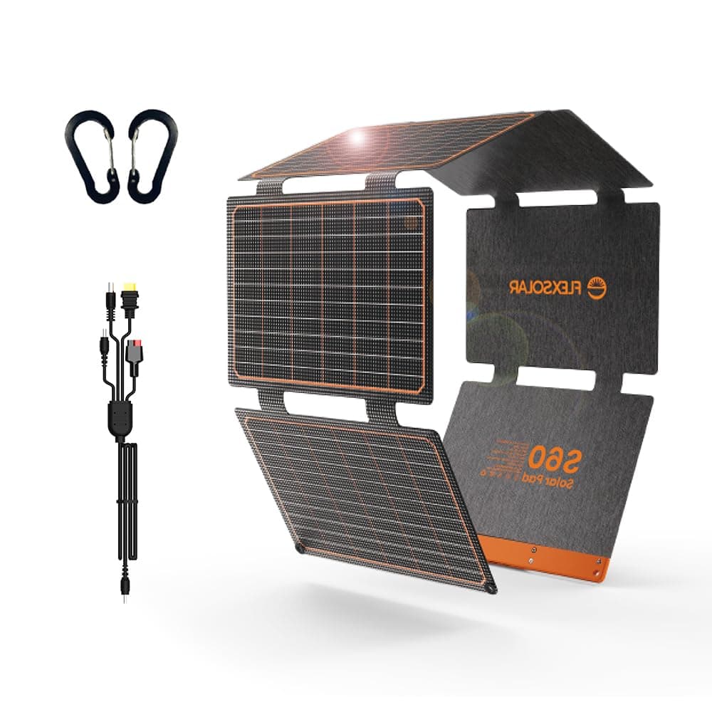 Panneau Solaire 60 W, FlexSolar Portable Chargeur Solaire PliableIP67 Imperméable à l'eau Alimentation d'urgence Camping pour Petit Générateur de Electrique, Téléphone, Alimentation Mobile, PC