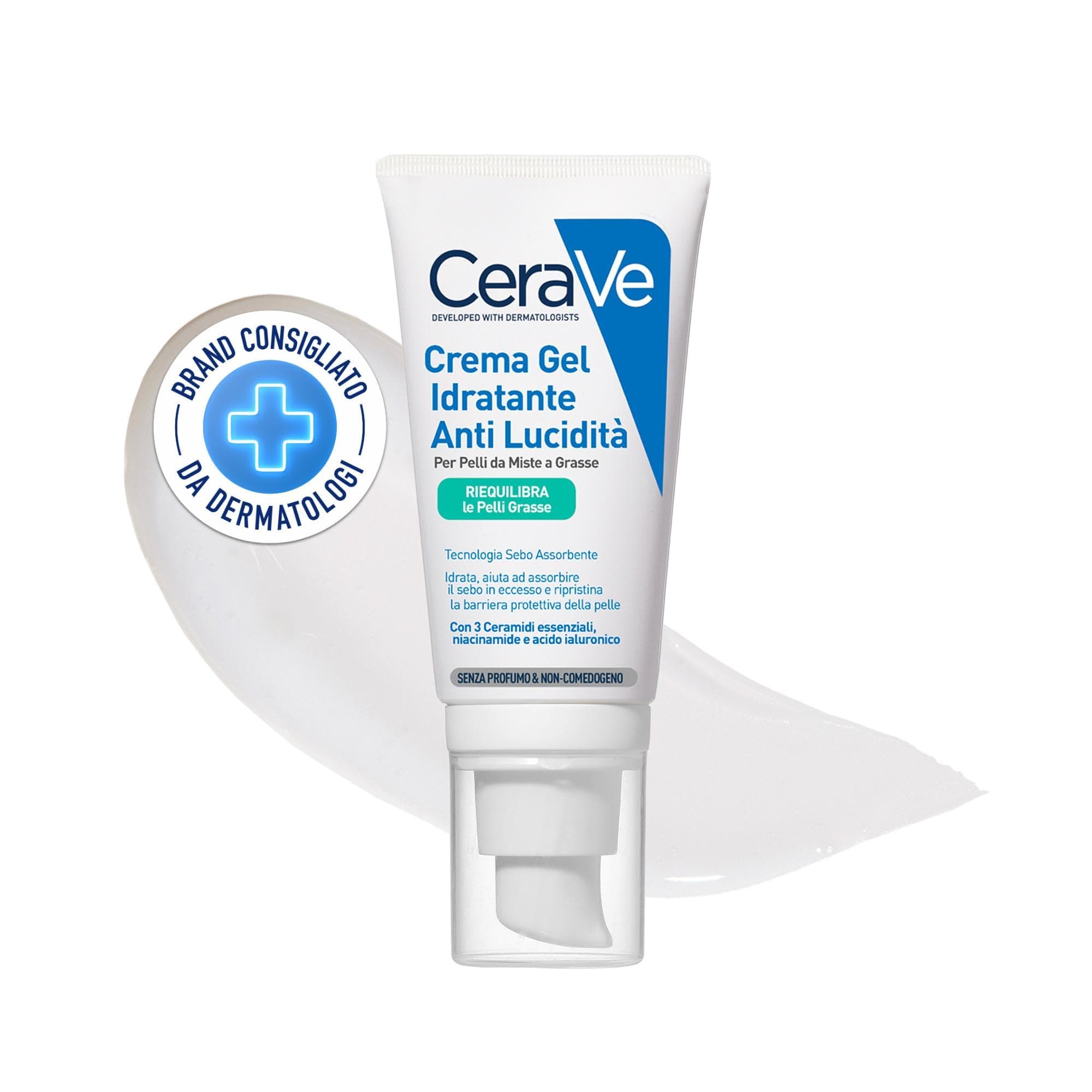 CeraVe Gel-Crema Hidratante Oil Control, Para Piel Mixta a Grasa, Protege, Hidrata, Controla el Brillo, Acabado Mate No Graso, Con Ácido Hialurónico, Ceramidas y Niacinamida, 52ml