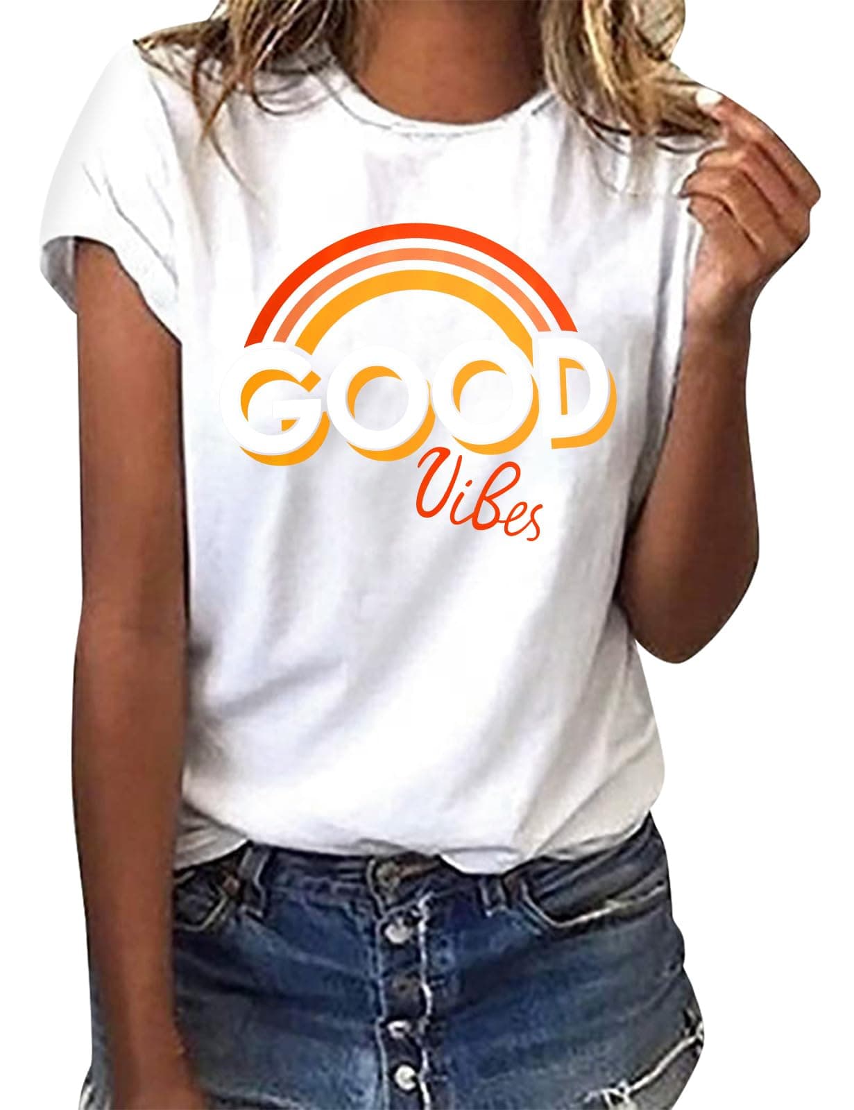 heekpek T Shirt Donna Manica Corta Bianca Cotone Maglietta Manica Corta Donna Casual Girocollo Stampa Estiva Base Tee Bluse