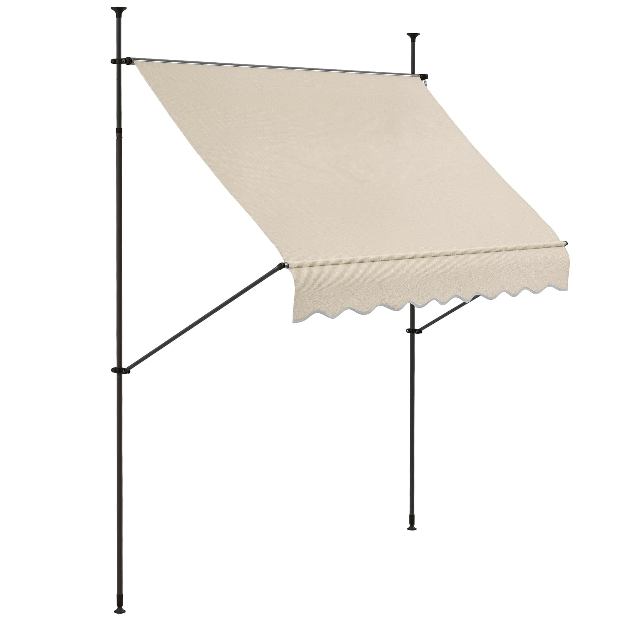 Outsunny Store banne autoportant Manuel auvent rétractable 2,5L x 1,2l x 2,1-3H m Inclinaison réglable pour Balcon sans Trous à percer métal alu Polyester Sable