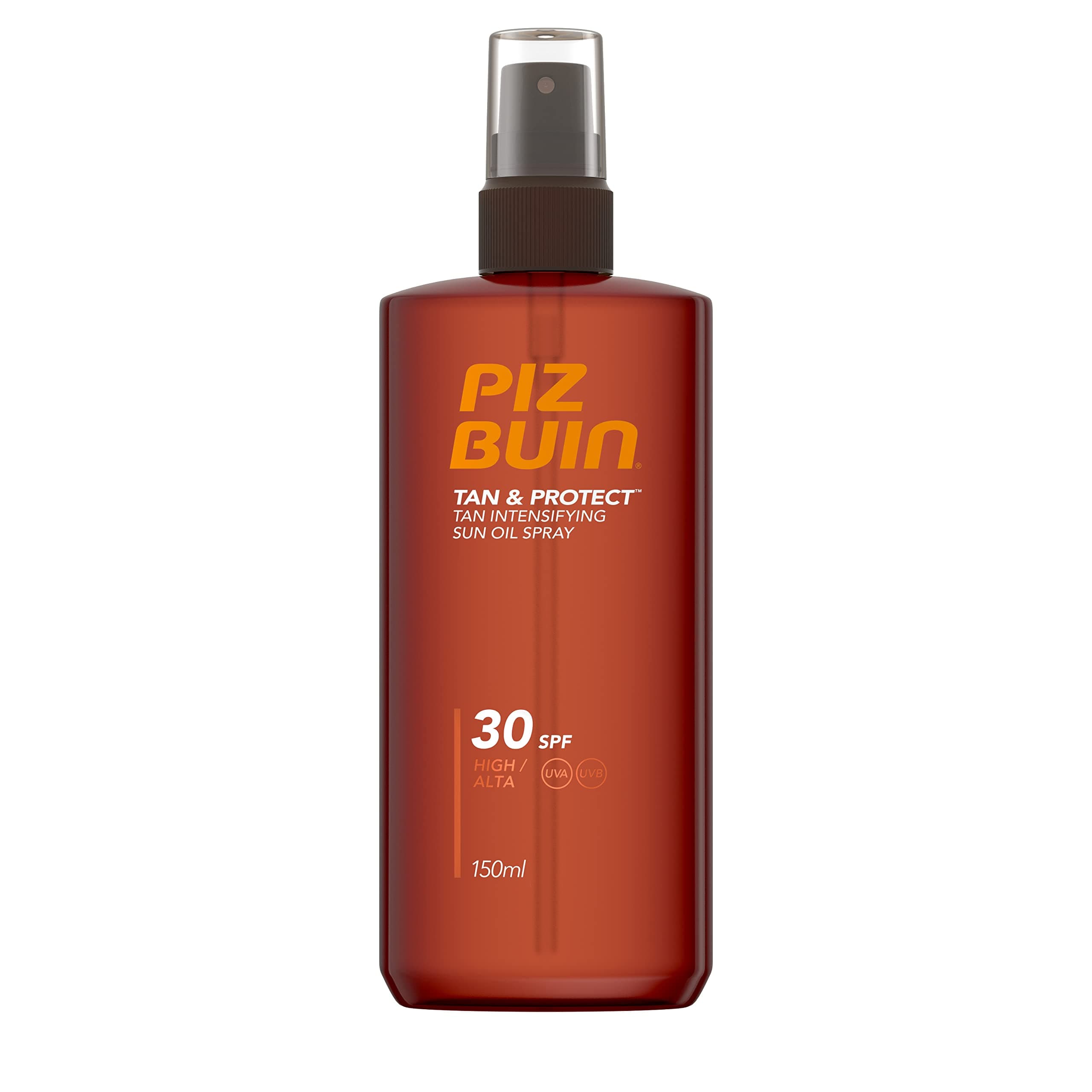 Piz Buin Tan & Protect Aceite Bronceador en Spray SPF 30 (150 ml) – Protector Solar con Acelerador del Bronceado Illumitone – Protección UVA/UVB para un Bronceado Natural y Uniforme