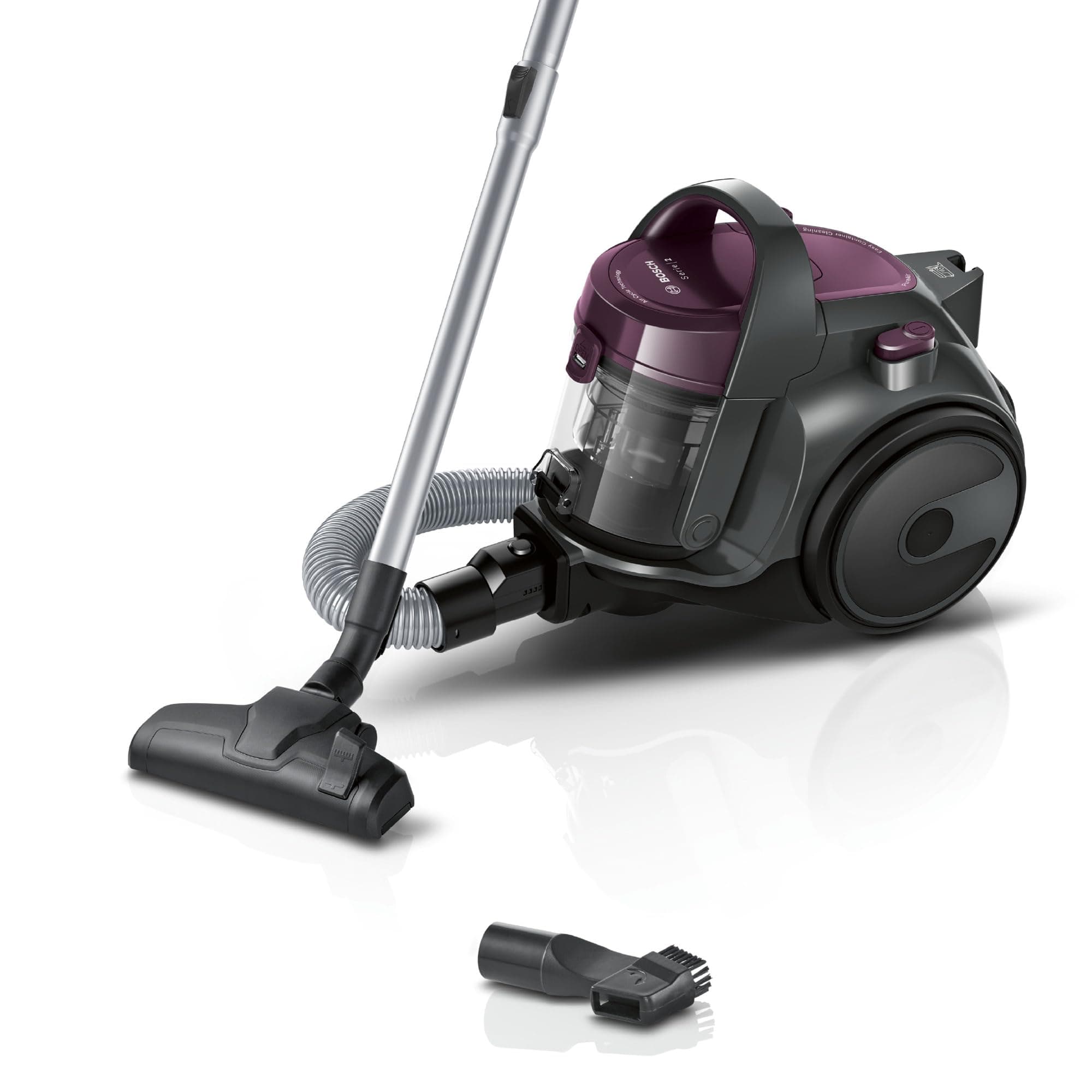 Bosch BGC05AAA1 Aspirapolvere a Traino Senza Sacco con Filtro Igienico PureAir, Design Compatto, Potente, Viola