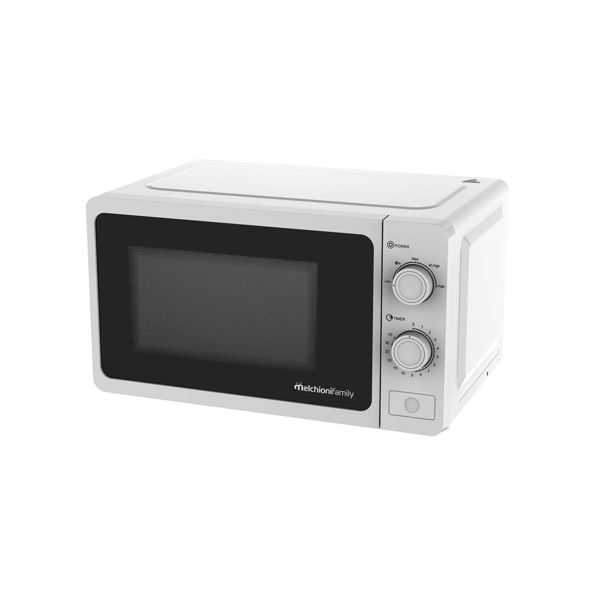 Melchioni Family Forno Microonde con Grill 20L, ONDA, Multifunzione, 800W, Regolazione Manuale, Funzione Grill, Timer 1-35 Min, Dimensioni 45,1x31,9x25,4 cm