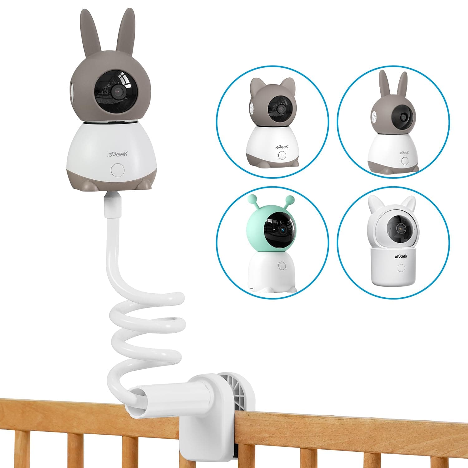 ieGeek Support de Caméra pour Bébé, Support Flexible pour Babyphone, Adaptable au Lit et Berceau, Compatible avec Baby 1T / Baby 7, Rotatif et Réglable pour Caméra de Surveillance Bébé