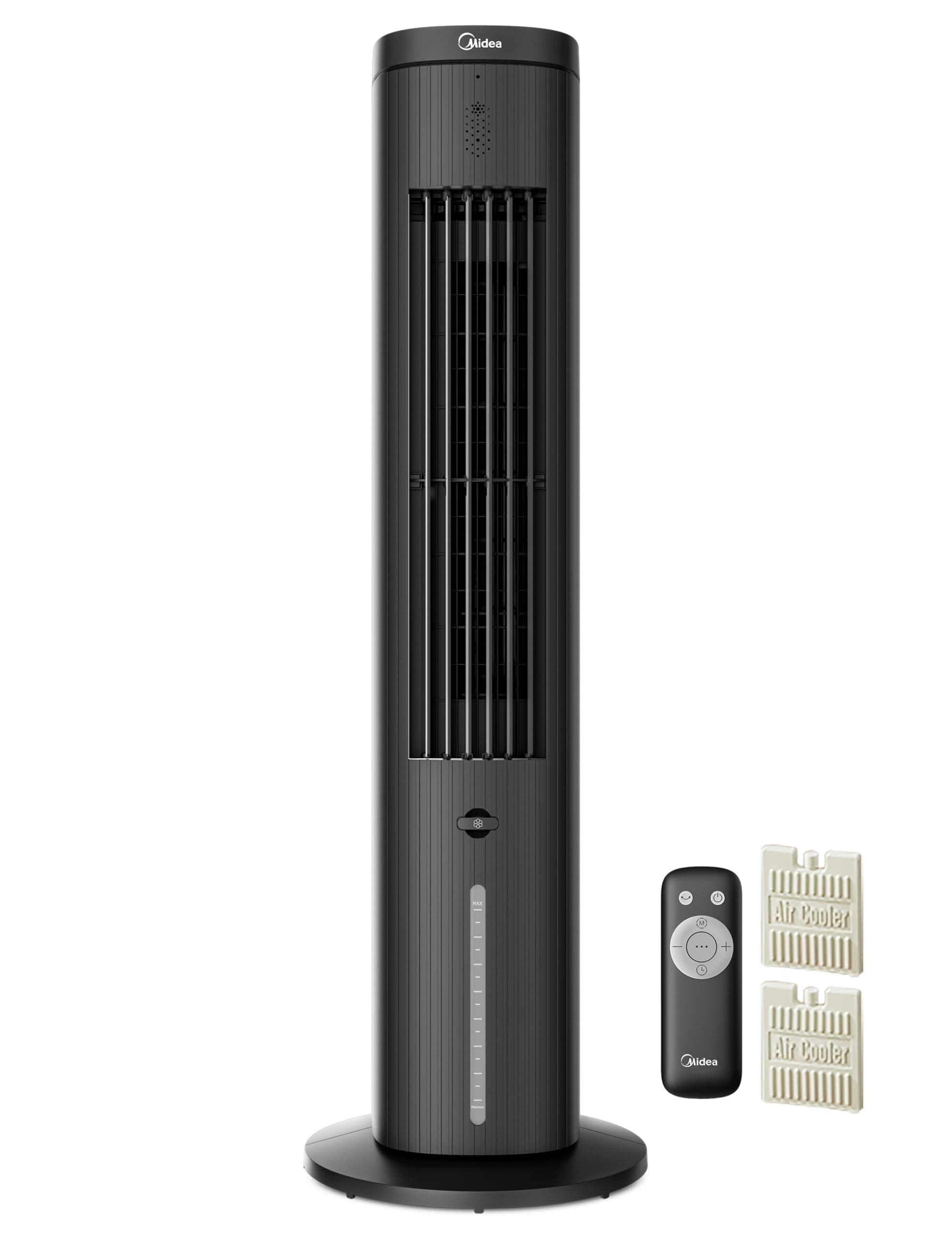 Midea 5L-3en1-Ventilateur Rafraîchisseur d'Air avec Télécommande, 3 Vitesses, 3 Modes, Oscillation à 75°, Minuterie 7H, Climatiseur Mobile Sans Évacuation, Puissant & Silencieux, Humidificateur, Noir