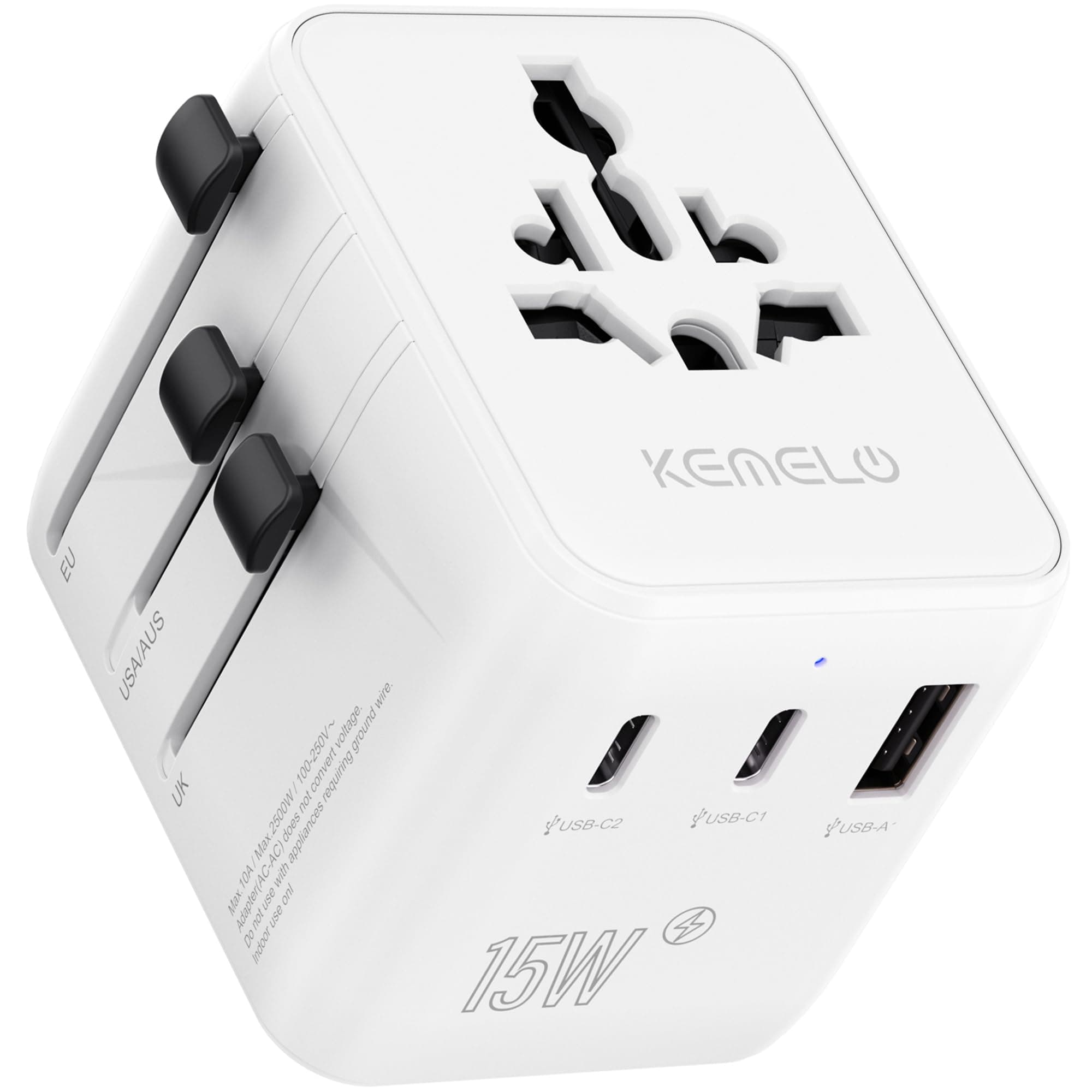 5 in 1 Adattatore Universale da Viaggio,Presa Universale da Viaggio con 1 USB A,2 USB C,1 Universale Presa,1 US/JP Presa,Adattatore Spina Internazionale per Italia UK US Australia Tailandia Messico