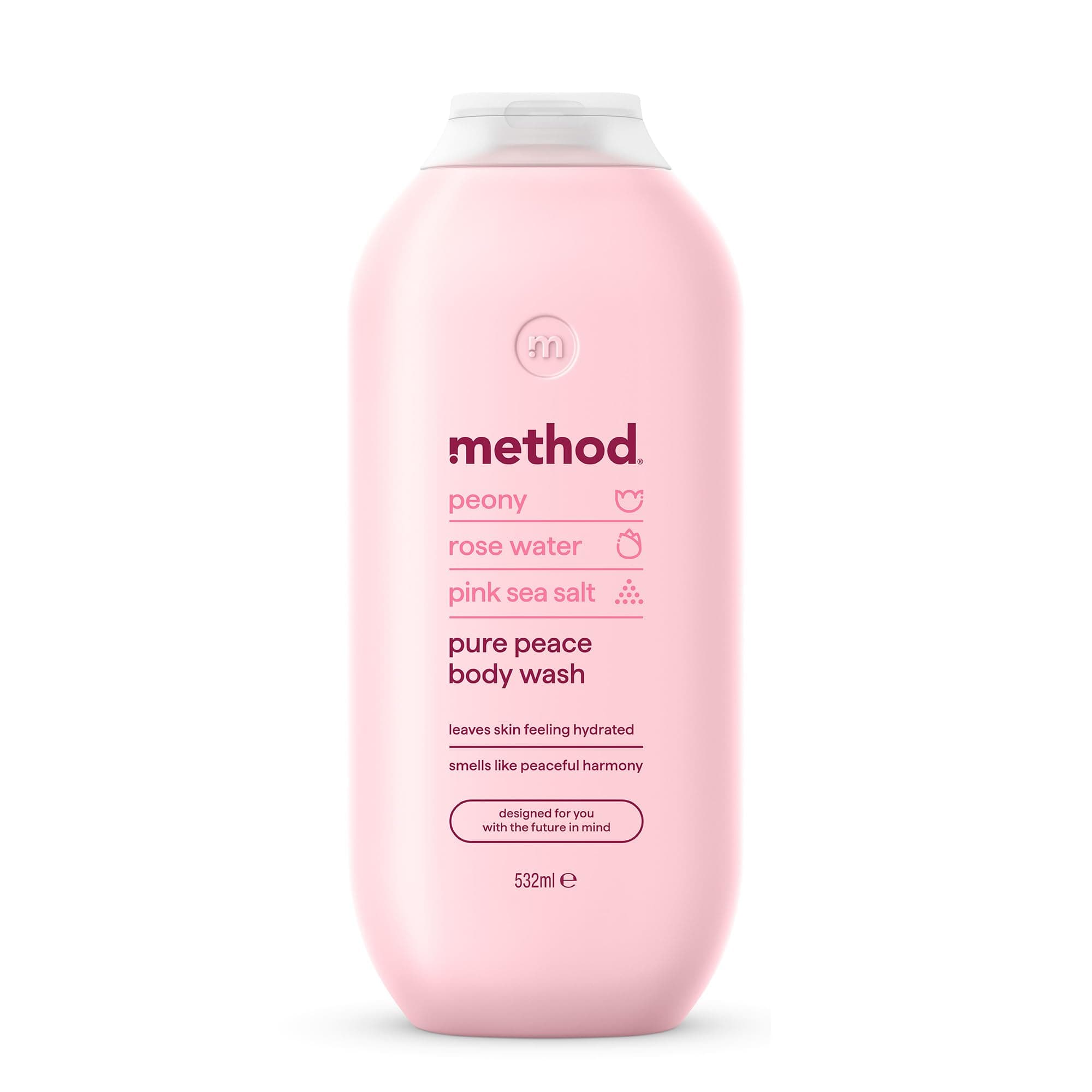 Method Duschgel, Pure Peace, Pfingstrose, Rosenwasser und rosa Meersalz, 1 Stück, 532 ml