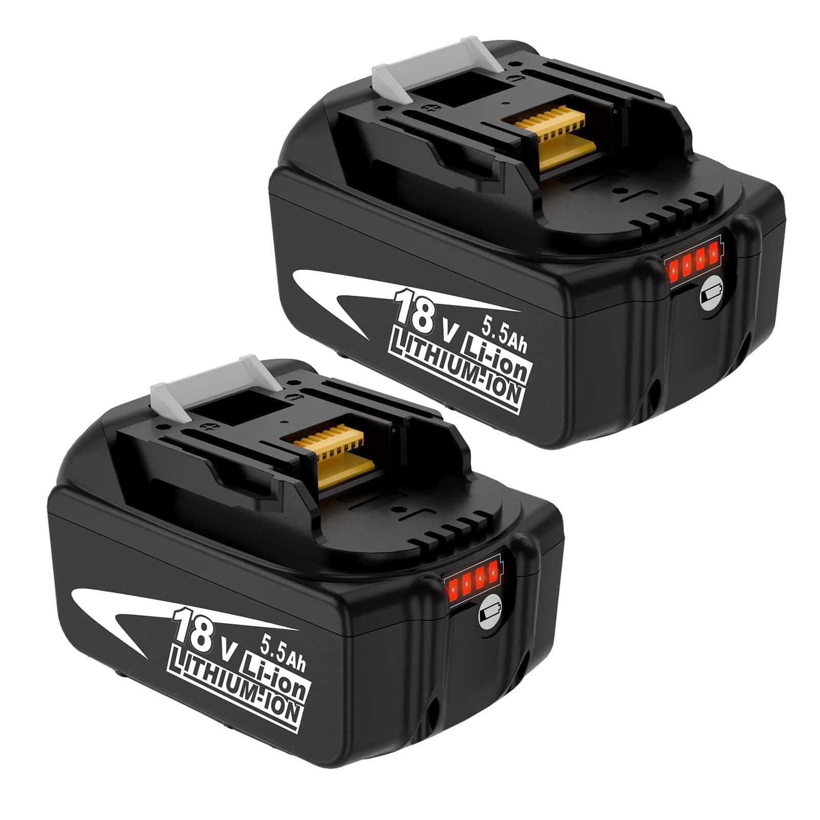 2X Rechange pour Makita Batterie 18V 5,5Ah BL1850B BL1860B BL1850 | BL1840 BL1830 BL1820B BL1815 Compatibilité avec Les Outils électriques Goodexo