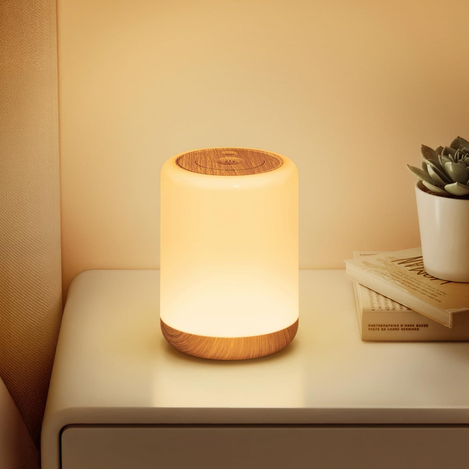 CAKLIK Lamparas de Mesita de Noche Tactil, Luz Nocturna Infantil Sin Cable con 256 RGB Color y 4 Modos, 2000mAh Recargable Lampara Bebe Noche, Lampara Mesita Noche con Temporizador para Dormitorio