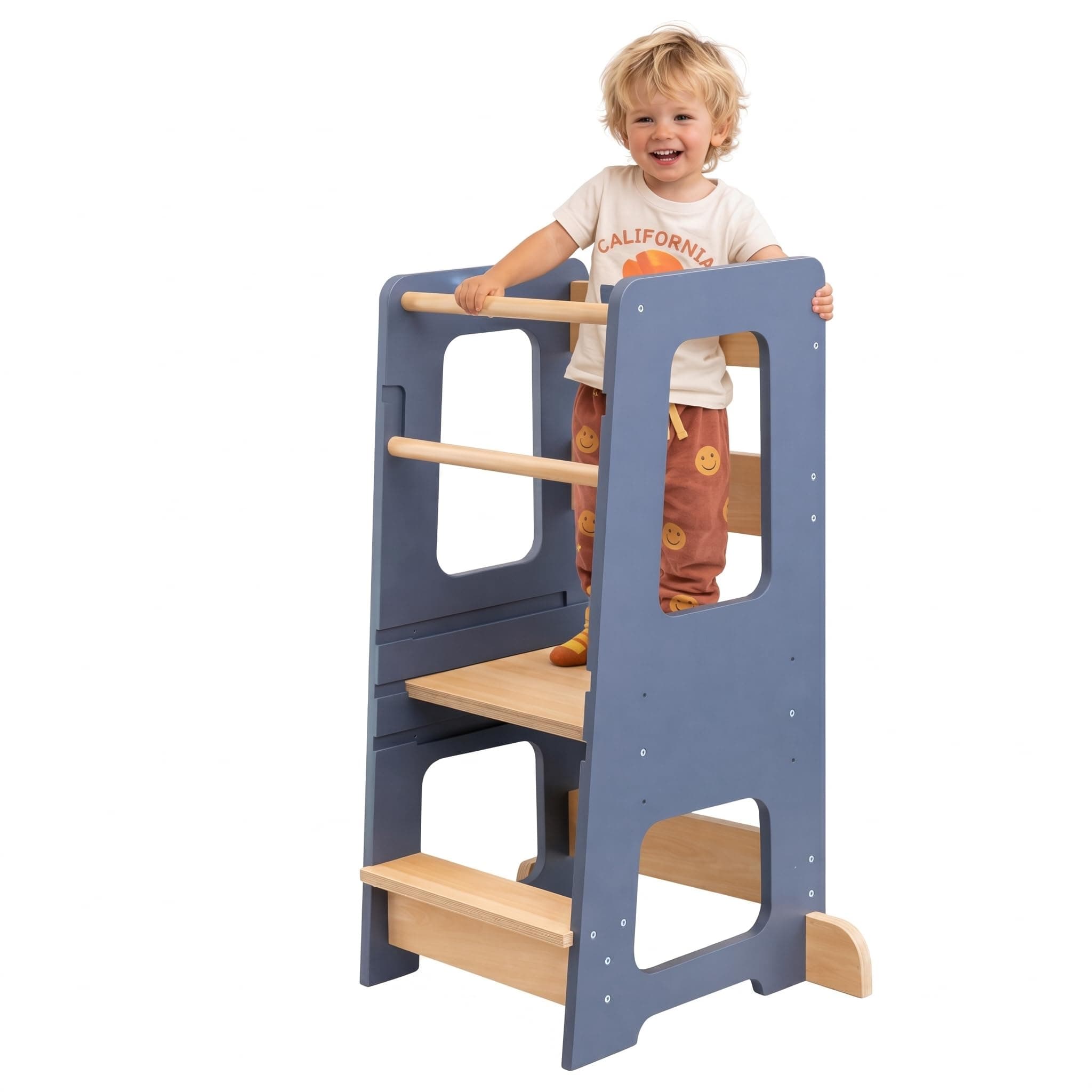 KYWAI® Torre de Aprendizaje Montessori Premium Desde 1 año, Torre Aprendizaje Tamaño Grande Óptimo para Cocinas Españolas, Doble Barrera, Patas Antivuelco - Marca Comprometida con la Reforestación