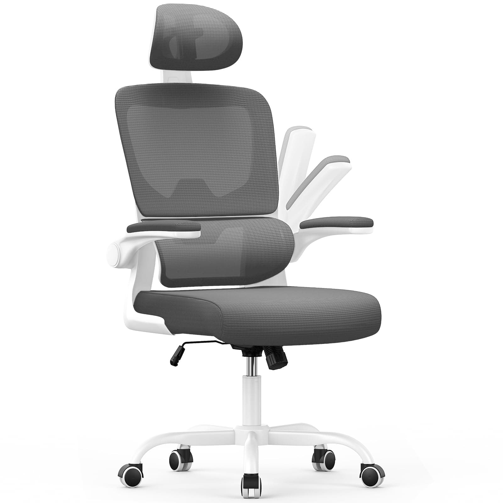 naspaluro Silla Oficina Ergonómica con Soporte Lumbar, Silla Escritorio Respaldo con Reposacabezas y Altura Ajustables, Reposabrazos Abatible,Silla de Ordenador para Oficina en Casa,Dark Gray