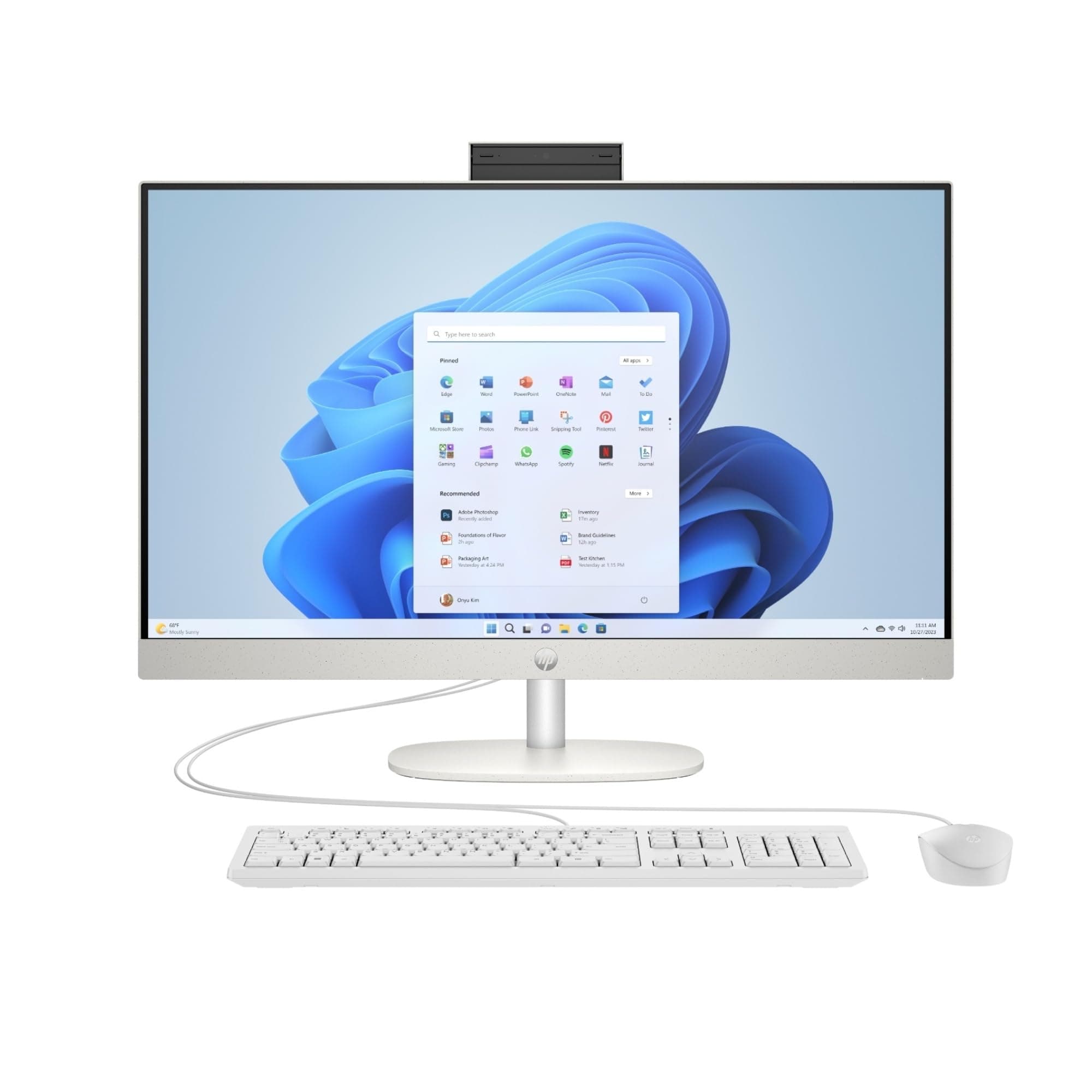 HP 27-cr1003sl, PC All-in-One 27", Display IPS FHD Non Touch, (Intel Core Ultra 7 155H, RAM 16GB, SSD 1TB, Windows 11), Desktop, Uso quotidiano, Smart working, QWERTY, Bianco