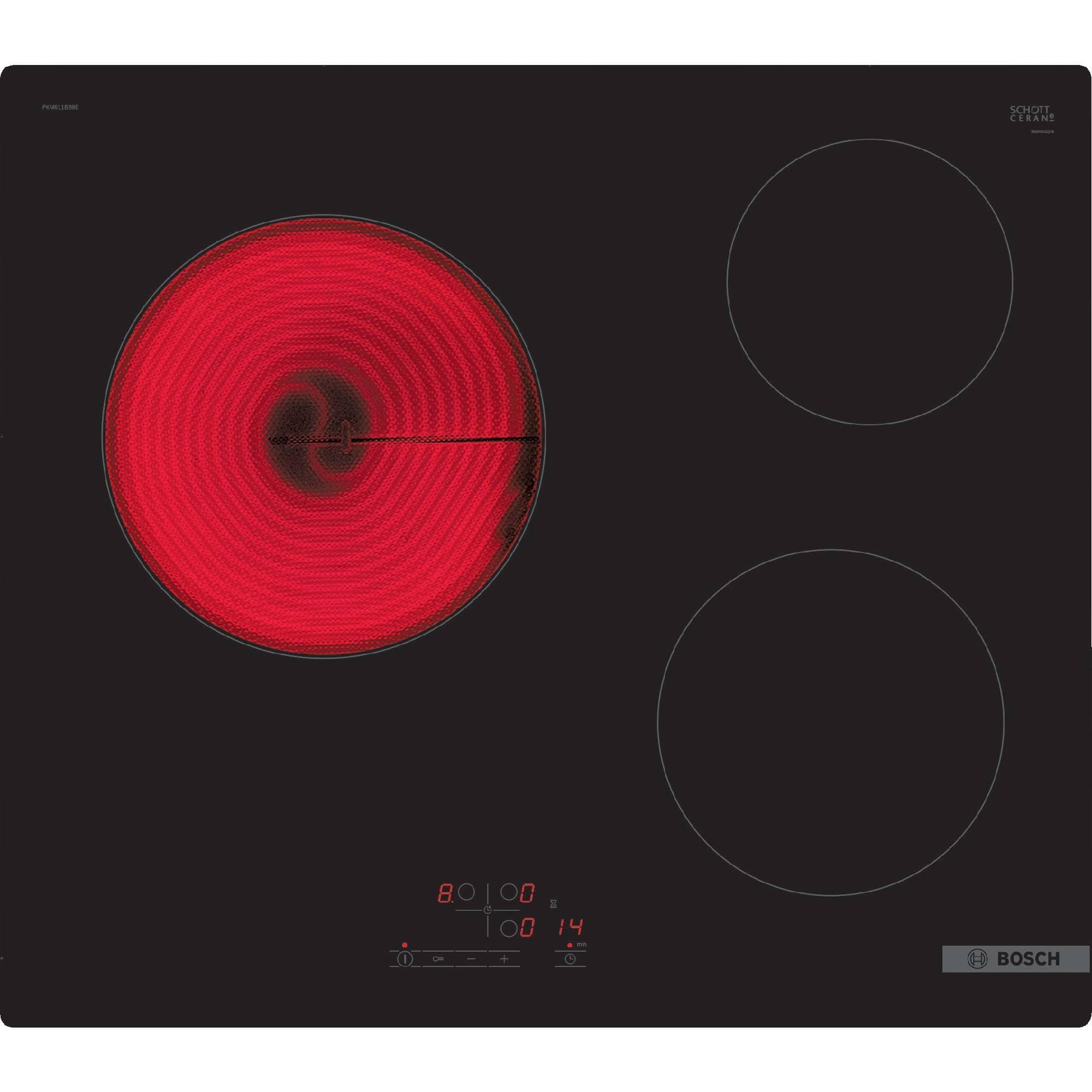 Bosch PKM611BB8E - Série 4 - Plaque électrique - 3 Feux - 60 cm - Puissance 5700 W - Noir