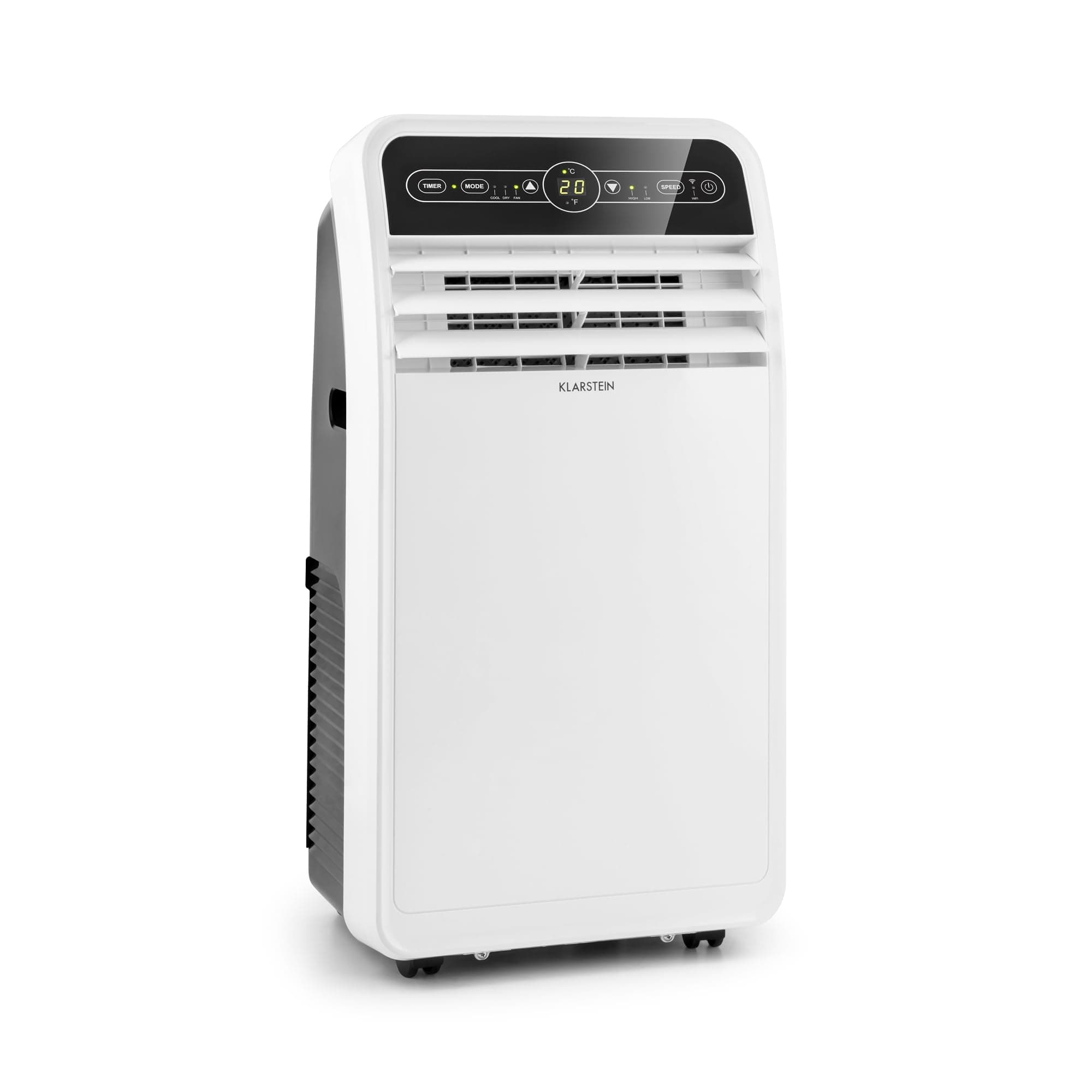 Klarstein Climatiseur Mobile Silencieux, Smart Climatiseur 4 en 1, Mode Nuit, Déshumidificateur, Ventilateur, Mini Climatisation à Faible Conso, Evacuation, Clim Portable de 9000 BTU, Climatiseurs