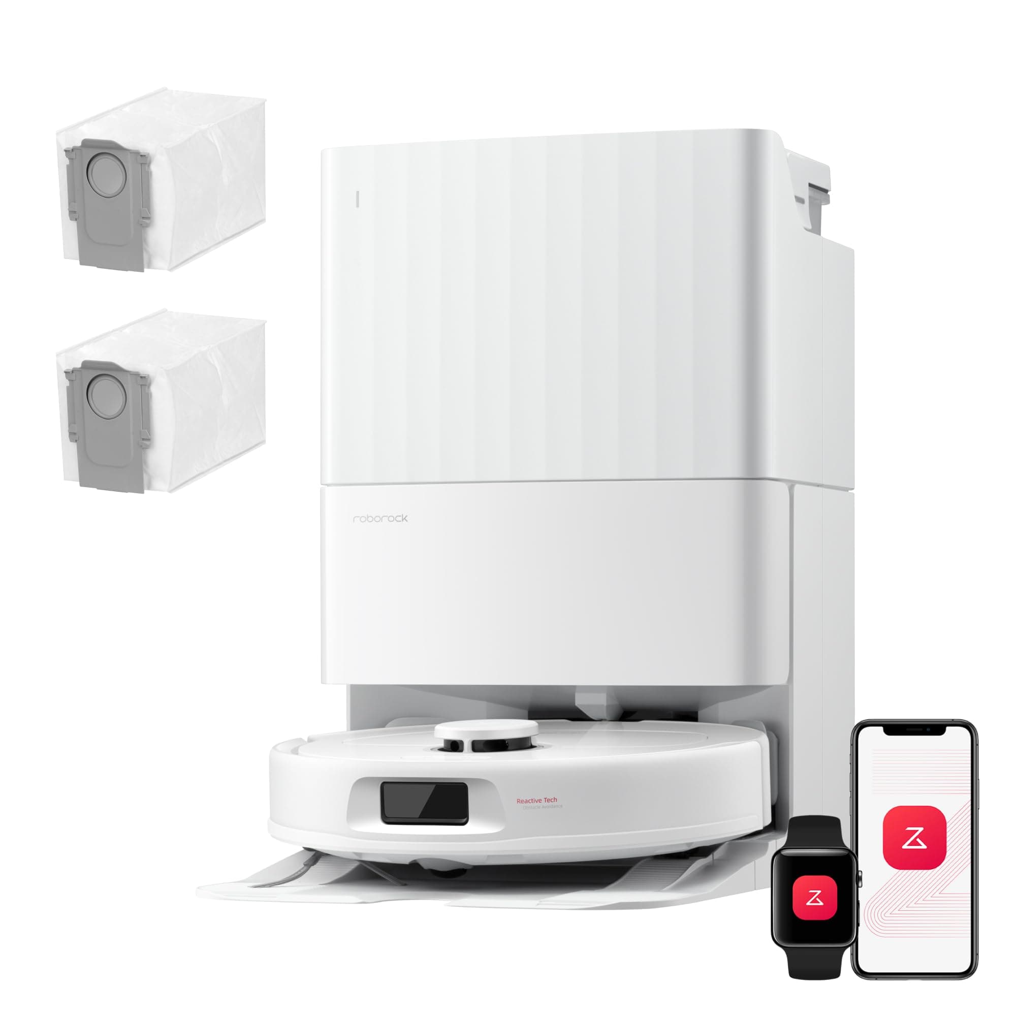 roborock Qrevo S Pro Set Saugroboter mit Wischfunktion, verbessert von QV 35A, 18.500 Pa Saugkraft, 75 °C Heißwasser-Moppreinigung, Anti-Tangle System, Hindernisvermeidung, All-in-One Dock (Weiß)