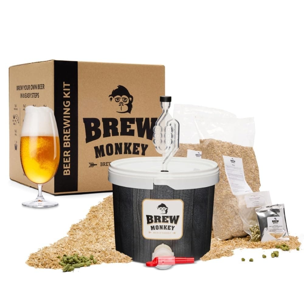 Brew Monkey® Kit de Elaboración de Cerveza Rubia | Básico de 5 Litros | 6.4% Vol. | Kit Para Hacer Cerveza | Regalos Originales para Hombre | Dia Del Padre Regalos