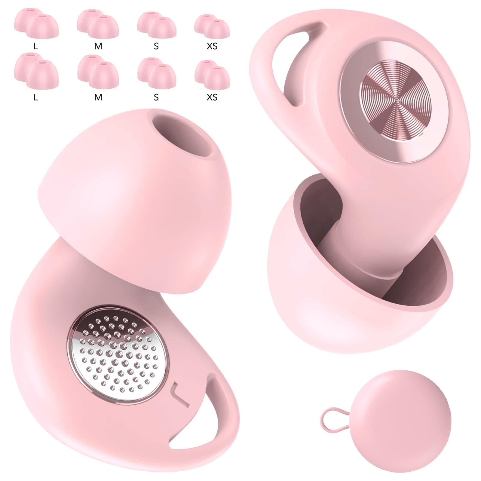 Tapones Oidos Ruido Dormir,Tapones Oidos Cancelacion de Ruido Protección Auditiva para Dormir/Concentración/Conciertos, con 8 Reutilizable Puntas y Estuche, Rosa