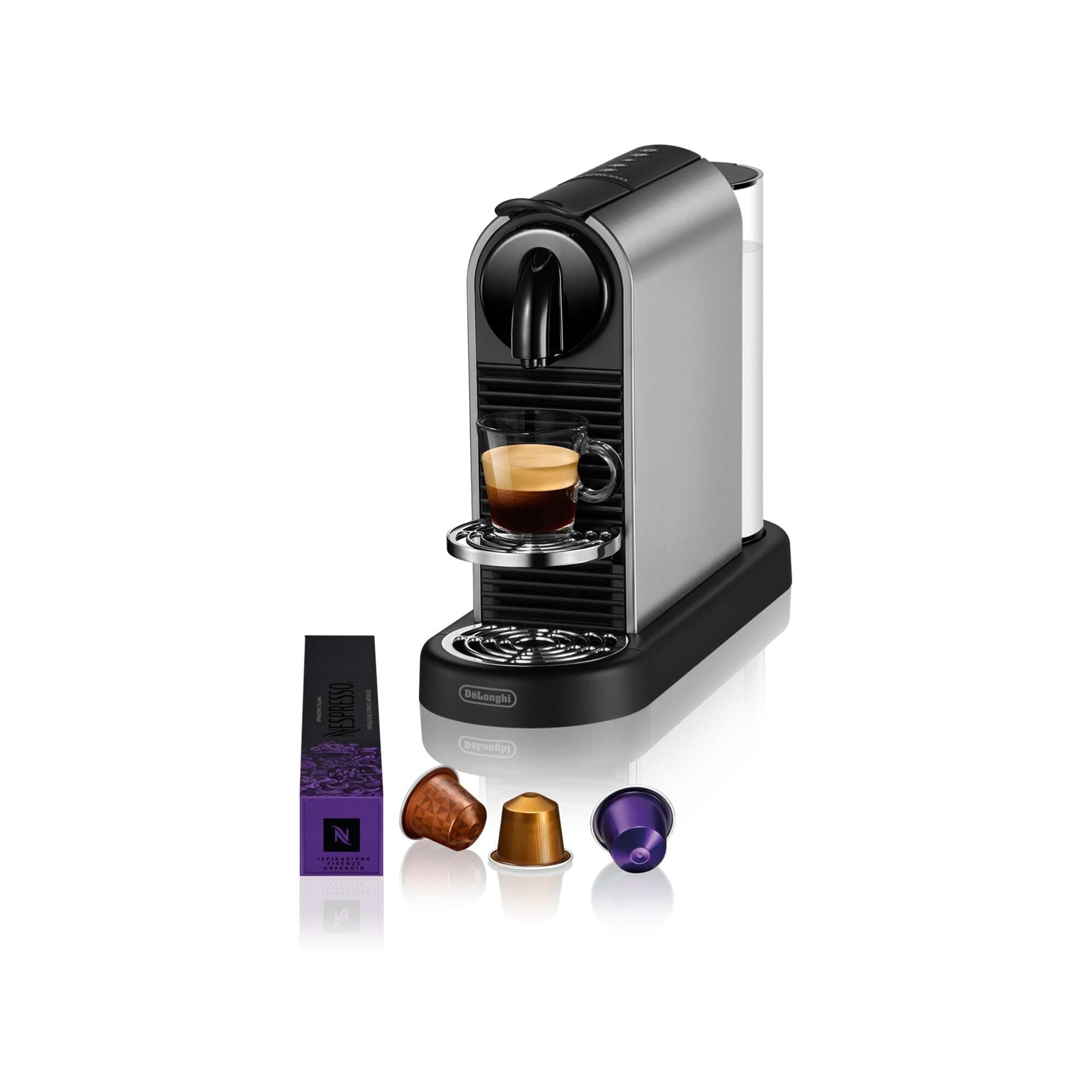 Nespresso DeLonghi Machine à Café Citiz Argent, 19 Bars + Kit de Bienvenue, Design Moderne, Expresso, Lungo et Americano, Arrêt Automatique, EN220.M