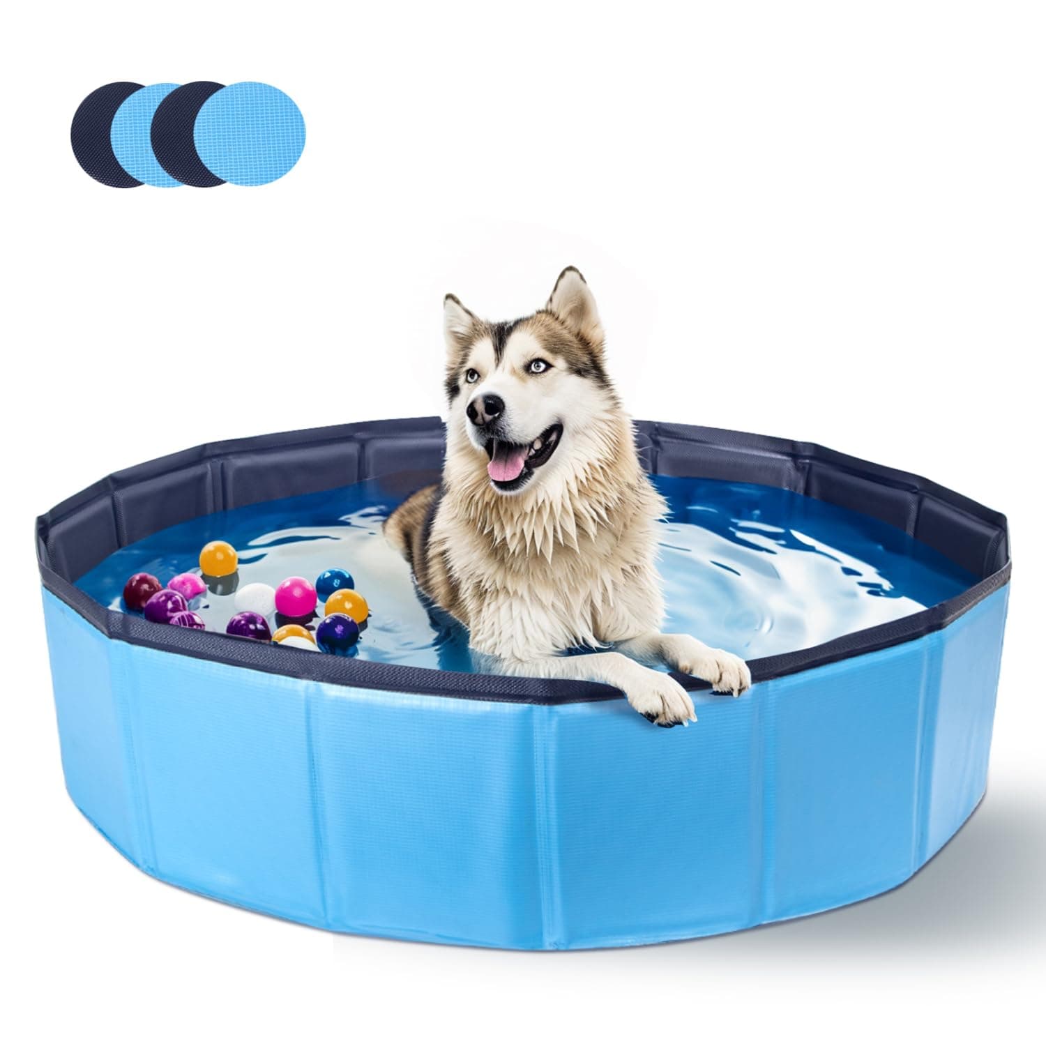 Nobleza Piscina per Cani Grandi e Piccoli, Piscina Pieghevole, Vasca da Bagno Rigida per Cani e Gatti, 160 * 30cm, L, Blu