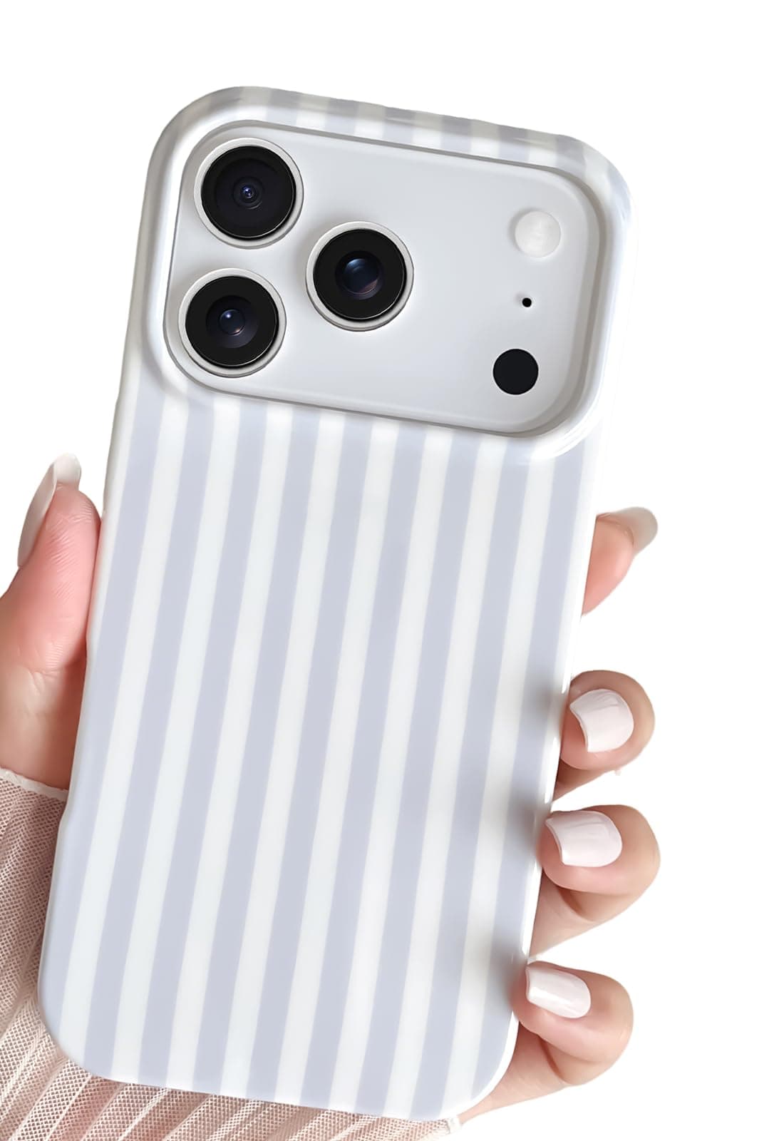 SmoBea Coque pour iphone 17 Pro Max, Olie Coque rayée, Fine et résistante aux Chocs, en TPU Souple, pour Femmes et Filles, élégante et stylée, Bleu