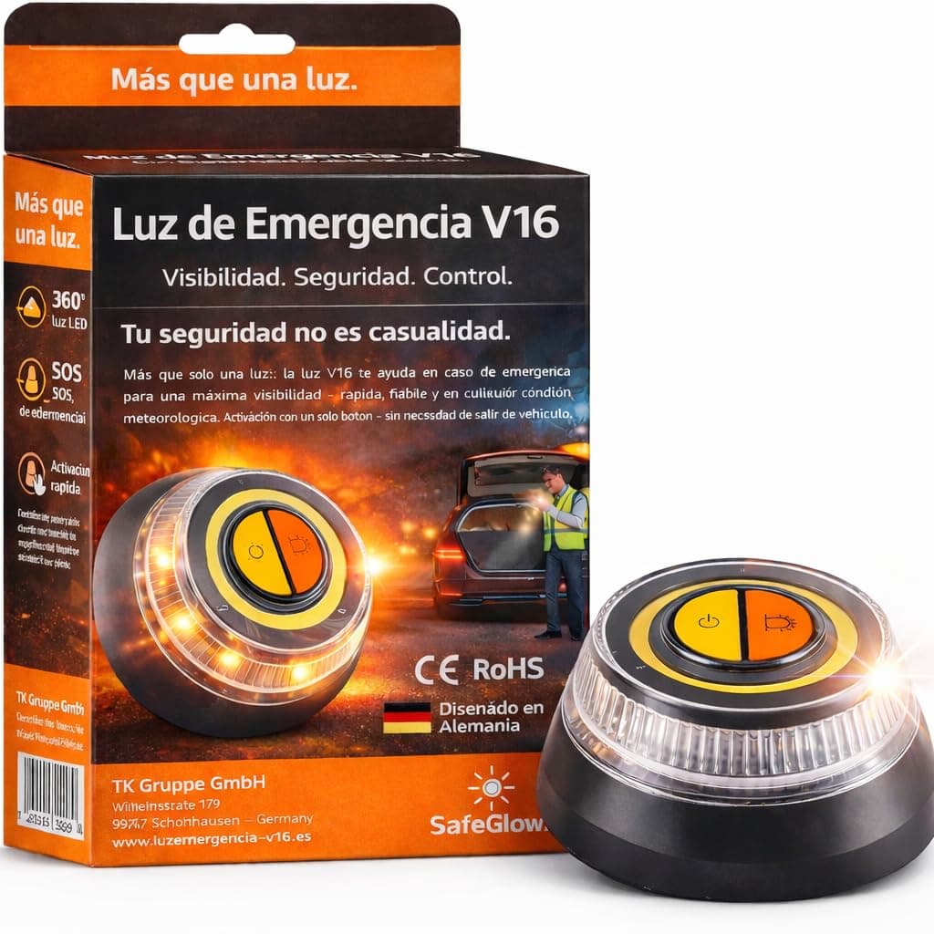 Luz de emergencia V16 para 2026 – Sustituto del triángulo de emergencia – Señal de avería luminosa – Para coche y moto