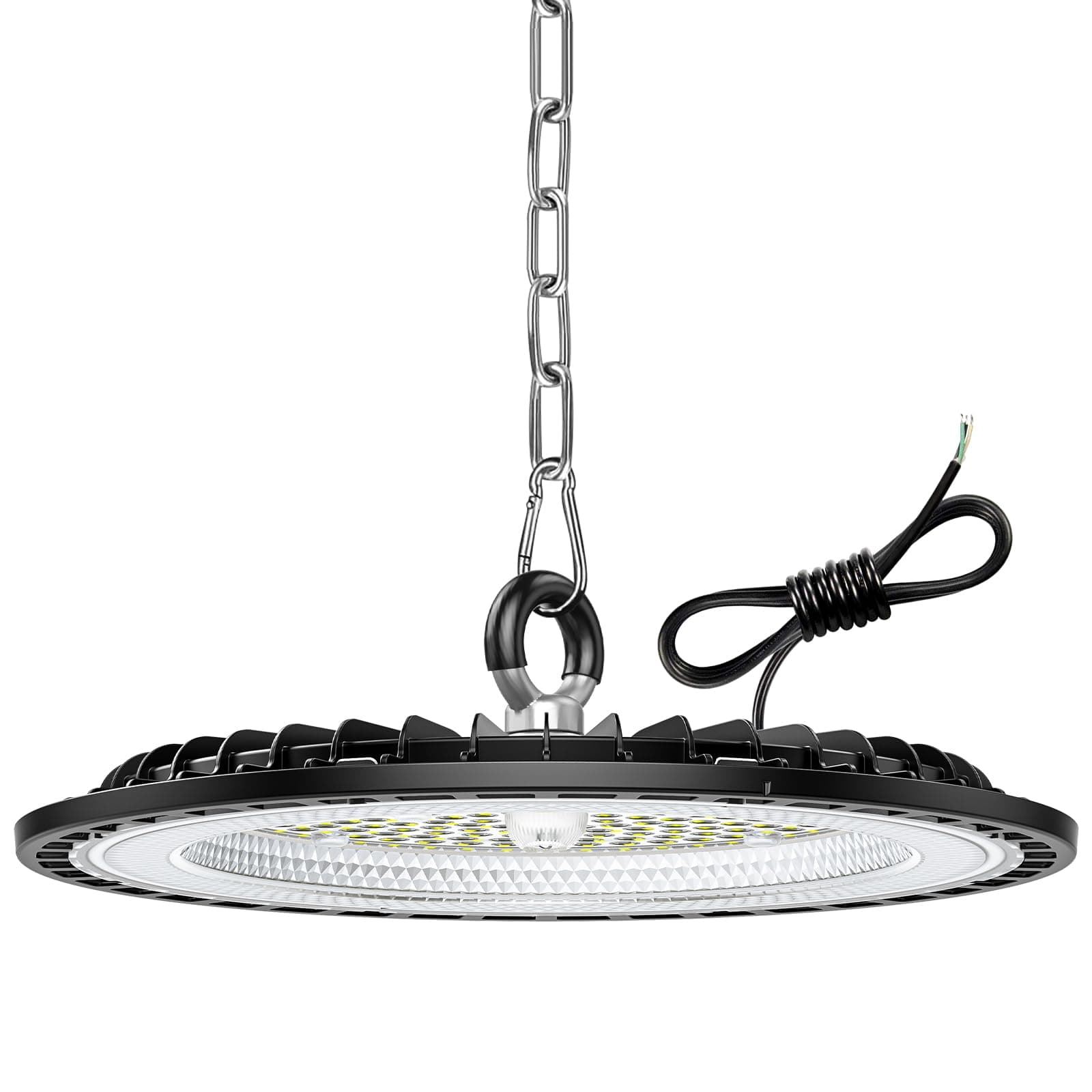 1 Pack 300W UFO LED Lámpara de Alta Bahía, 45000LM Focos Led Interior Techo, 6000K Blanco Frío Iluminación de Almacén, IP65 Impermeable Lampara Industrial Para Patio, Garaje, Fábrica, Taller