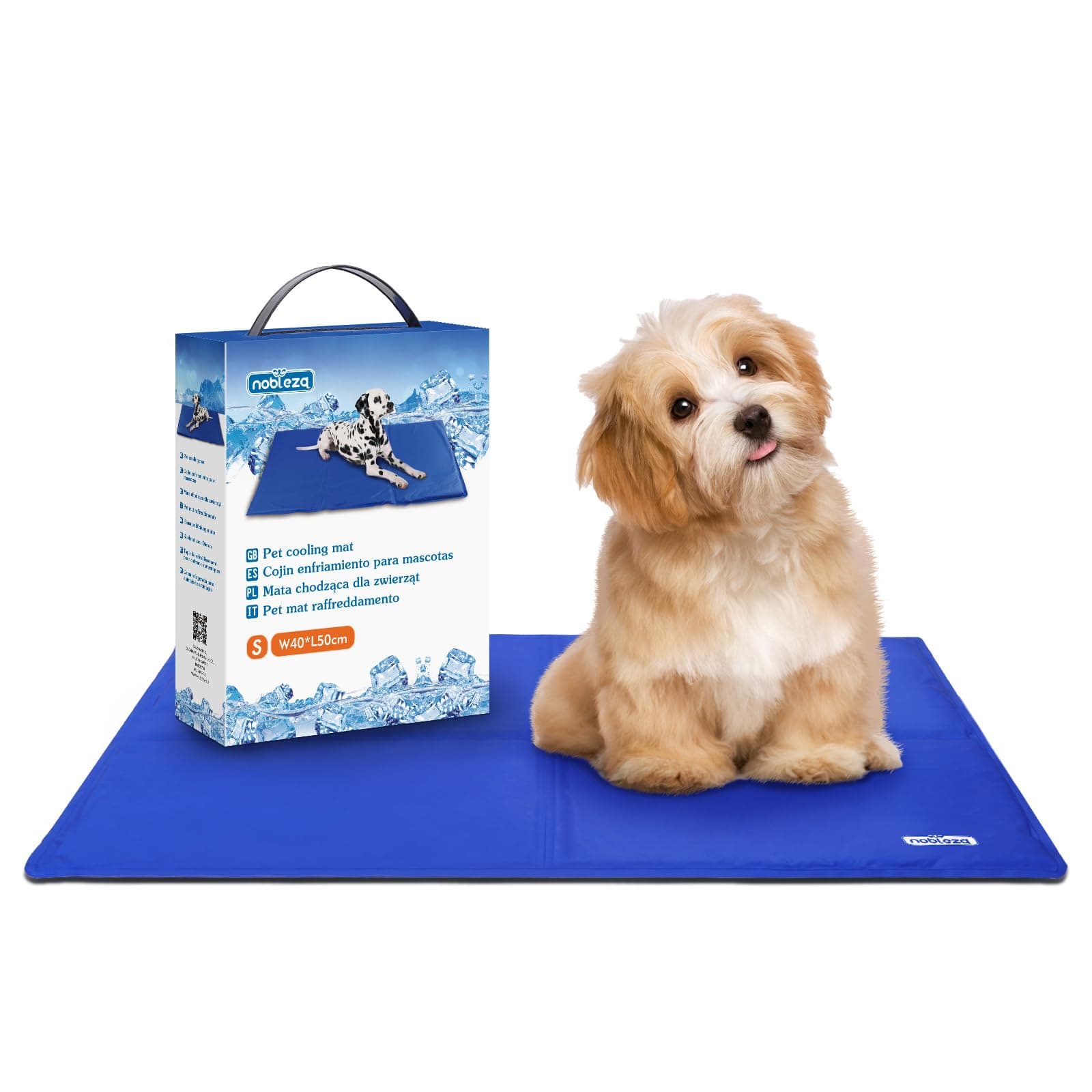 Nobleza - Alfombrilla refrescante para Mascotas Grandes. Auto refrigerante No tóxico. Ideal para para Perros, Gatos en Verano. 50 * 40 cm, Color Azul, S