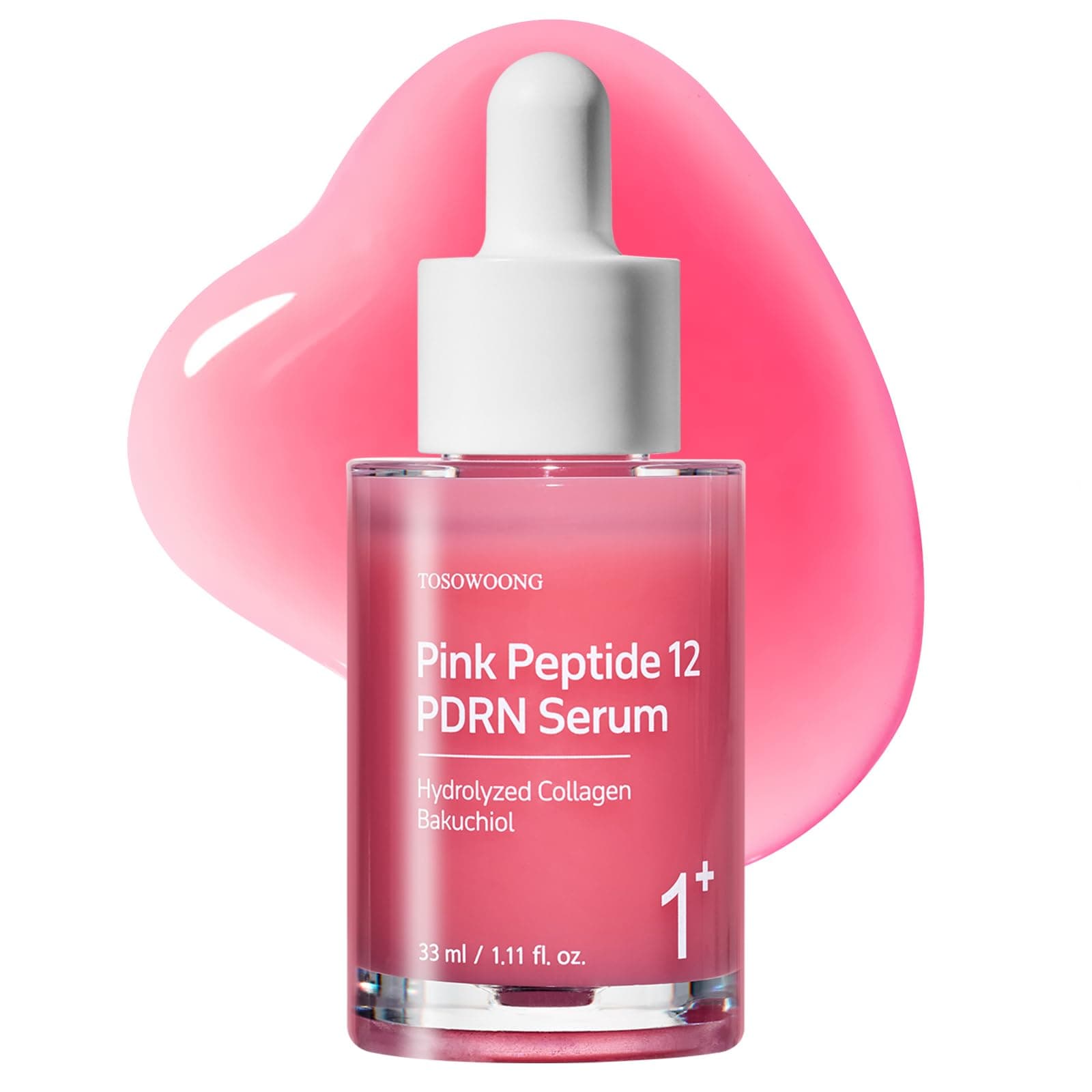 TOSOWOONG Siero Pink Peptide PDRN con 10.320 ppm di DNA di Salmone, 12 Peptidi, Niacinamide, Idratante, Illuminante, Uniformante, Tonificante, Skincare Coreana, 33ml