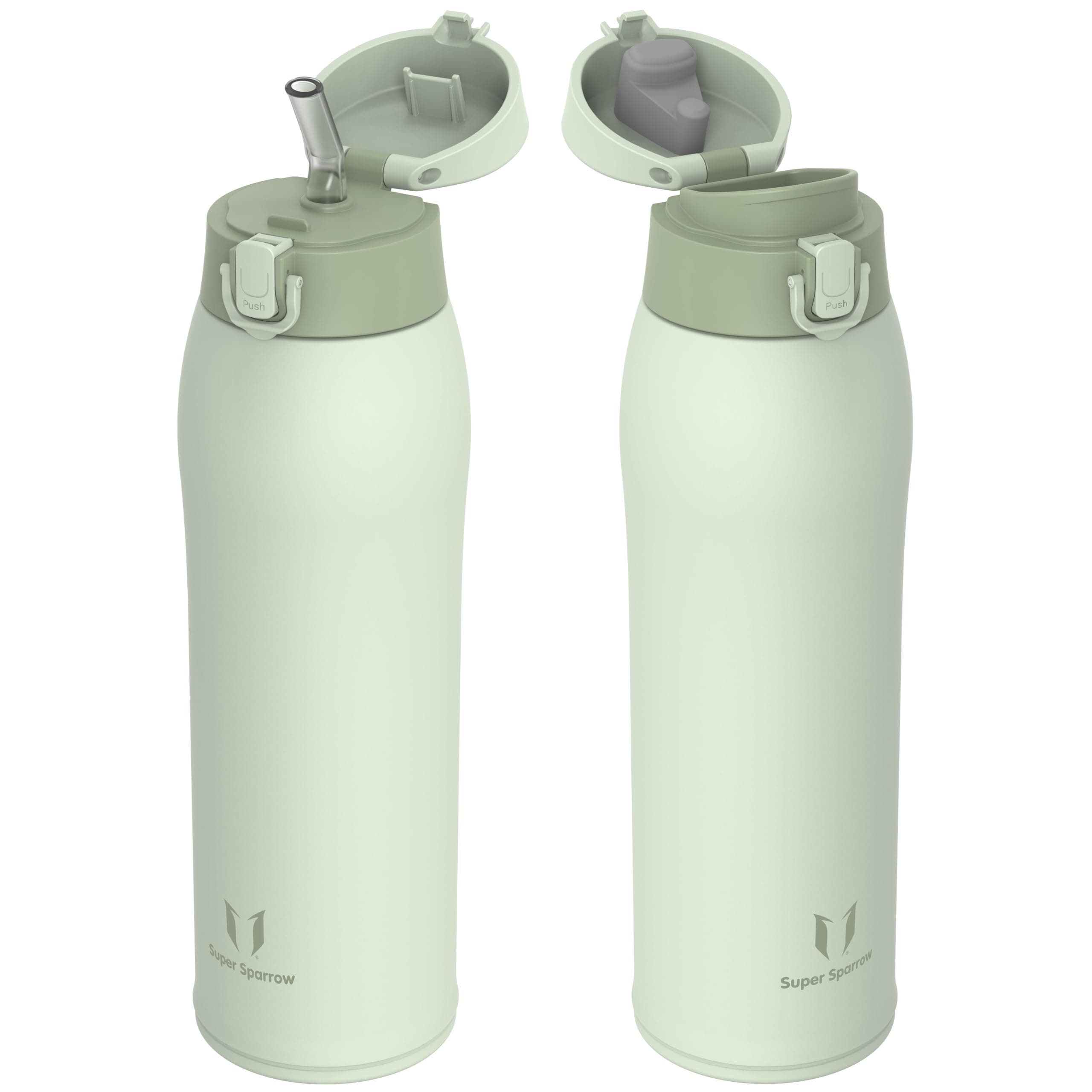 Super Sparrow Borraccia Termica, Acciaio Inox Bottiglia Termica - 350ml, 500ml, 750ml, 950ml - Senza BPA Termos, Borracce Termiche Bambini - Include 2 Coperchi con Cannuccia e Coperchio Sportivo