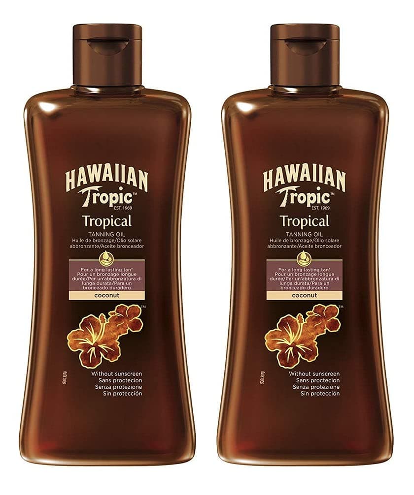 Hawaiian Tropic | Huile de bronzage Glowing, 200 ml, Parfum tropical avec vitamine E, Vegan