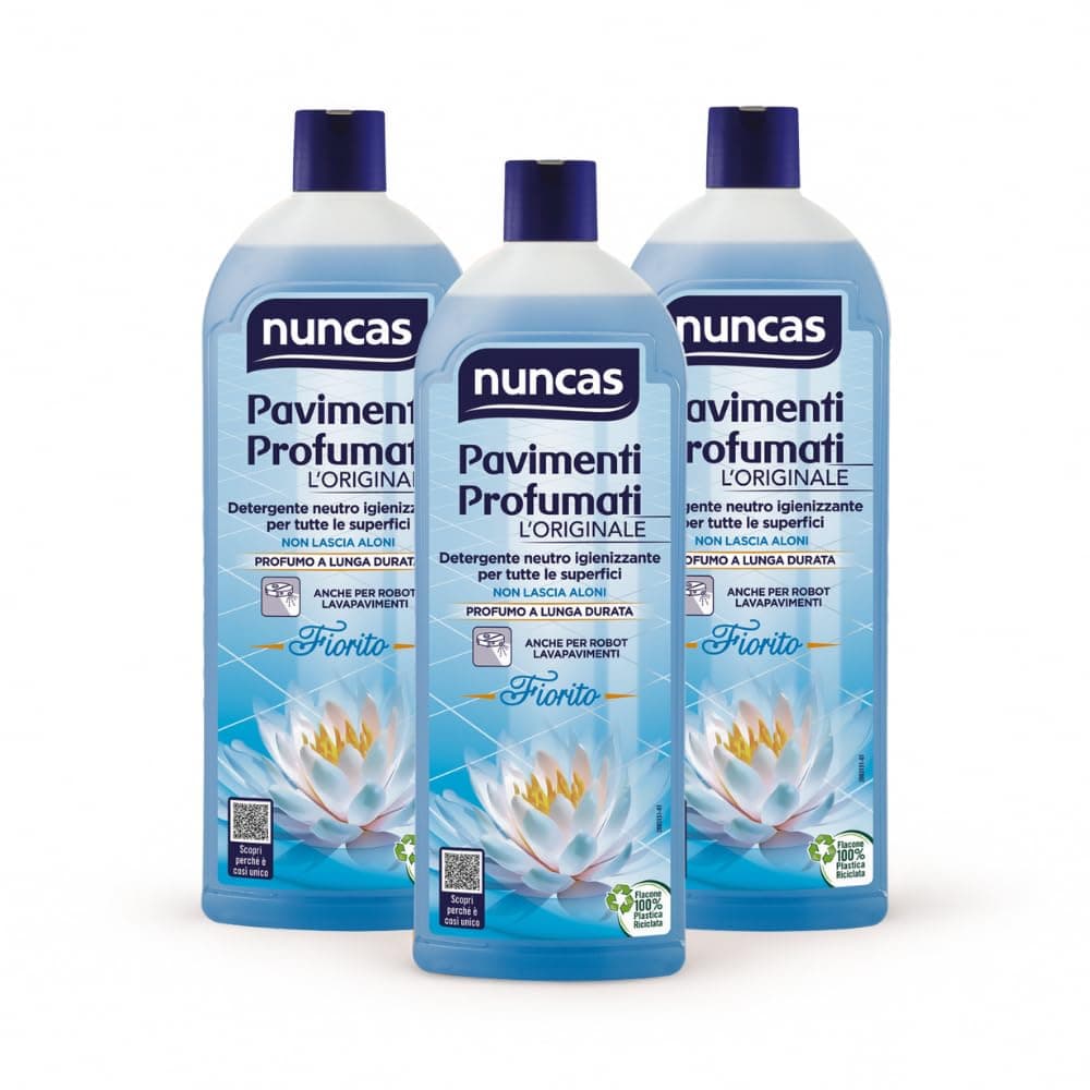 Nuncas Pavimenti Profumati Detergente Pavimenti, Fiorito, Multipack, Confezione da 3 x 1 litri