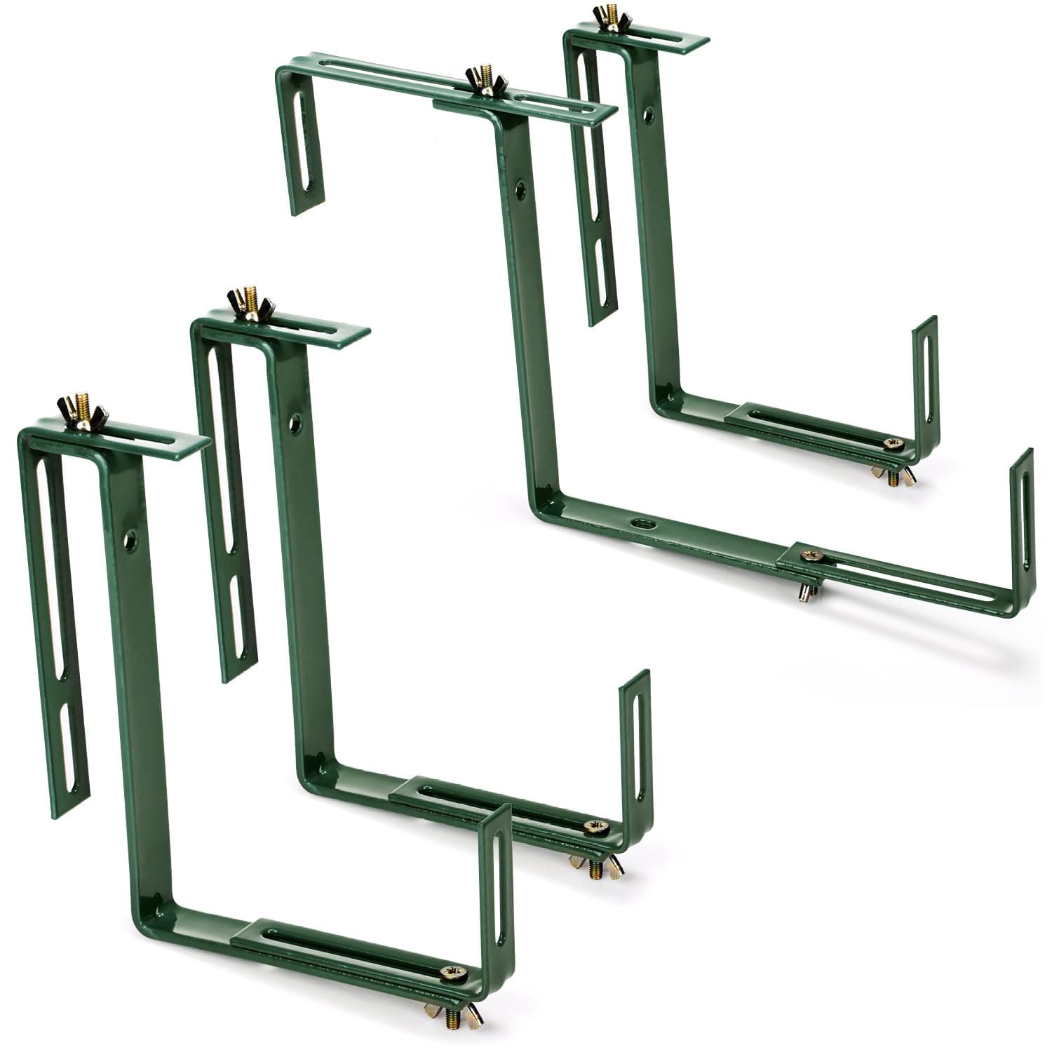 com-four® 4X Support de bac à Fleurs pour parapets et Garde-Corps de Balcon - Fixation Flexible en métal pour bacs à Plantes - réglable dans Les 2 Sens - Aucun perçage nécessaire