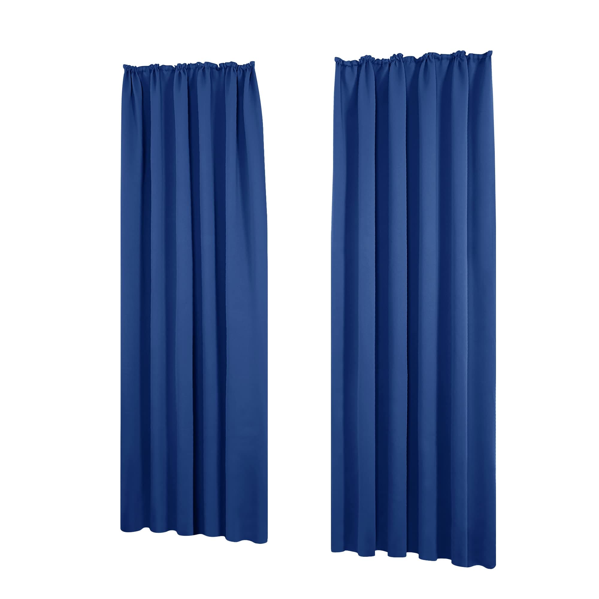 Deconovo Lot de 2 Rideaux Opaques avec Galon fronceur, Protection Acoustique, Protection Contre Le Froid, 260 x 140 cm (Hauteur x Largeur) Bleu Roi