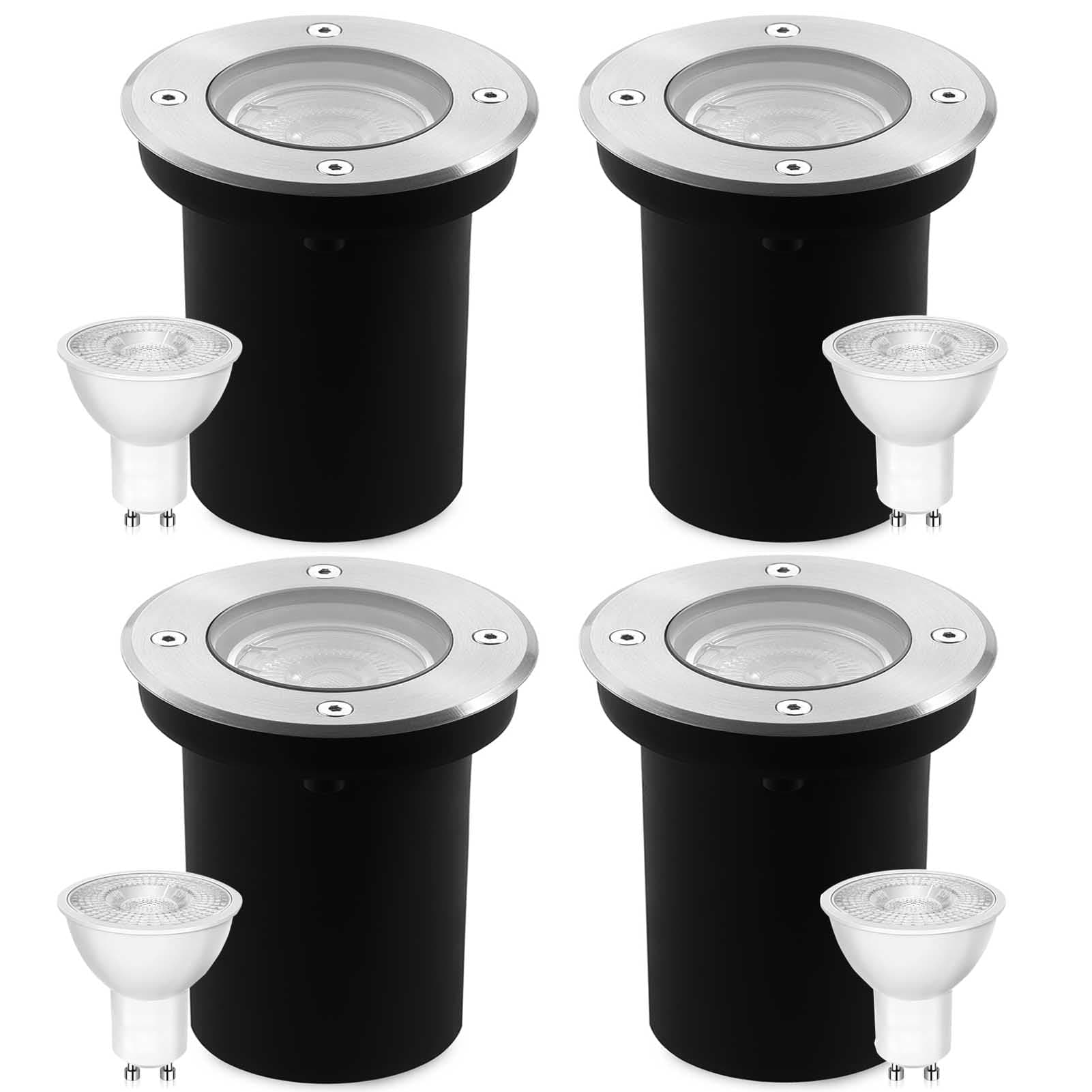 Goodia Spot Led Encastrable Exterieur sol Rond pour Gu10, IP65 Étanche 3W 230V 3000K Blanc Chaud, Spot Terrasse Exterieur Encastrable pour Jardin Chemin Parc Cour