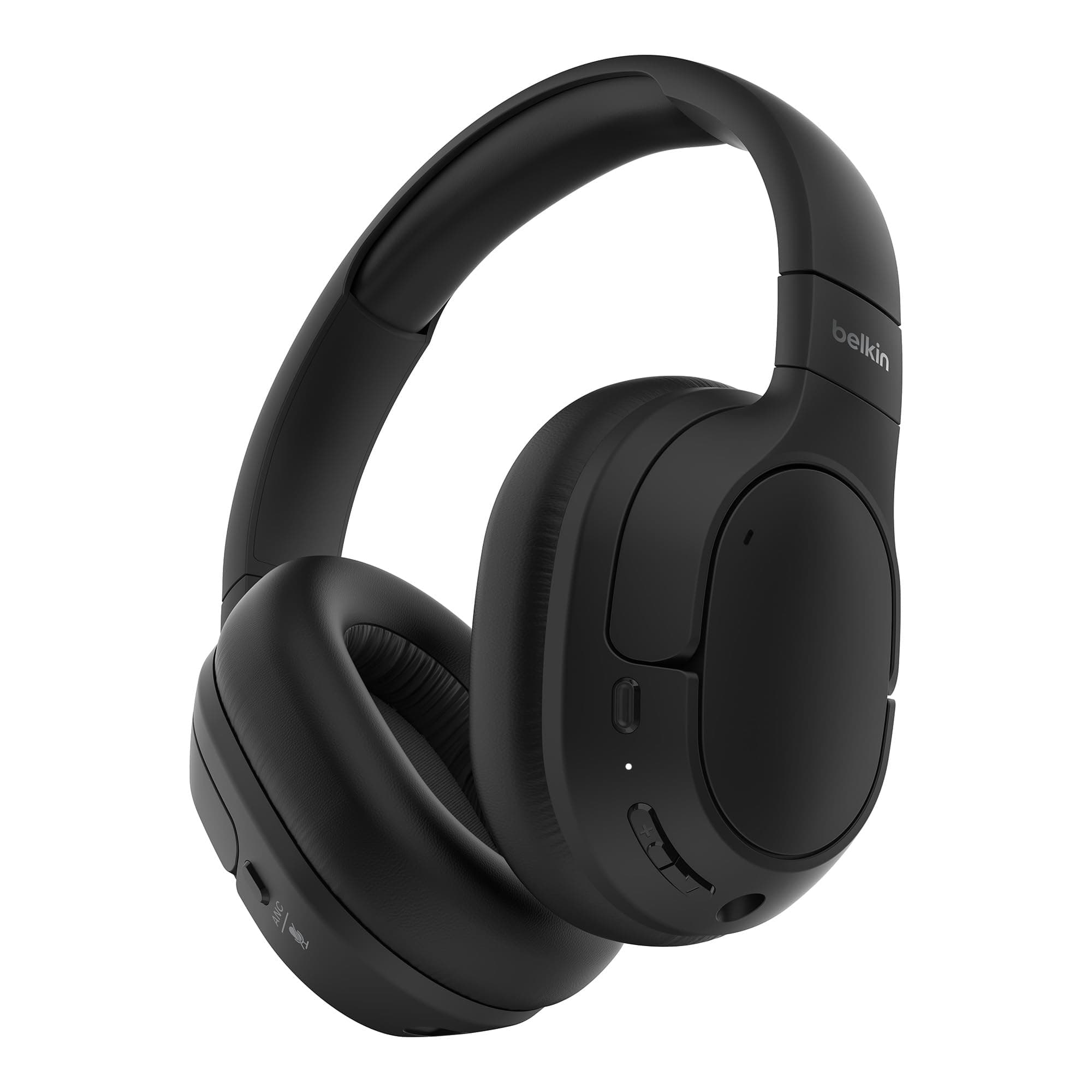 Belkin SoundForm Isolate Cuffie Wireless con Cancellazione Attiva del Rumore Ibrida, cuffie con microfono e bassi potenti, cuffie Bluetooth con 60 ore d'ascolto, cuscinetti CloudCushion, nero