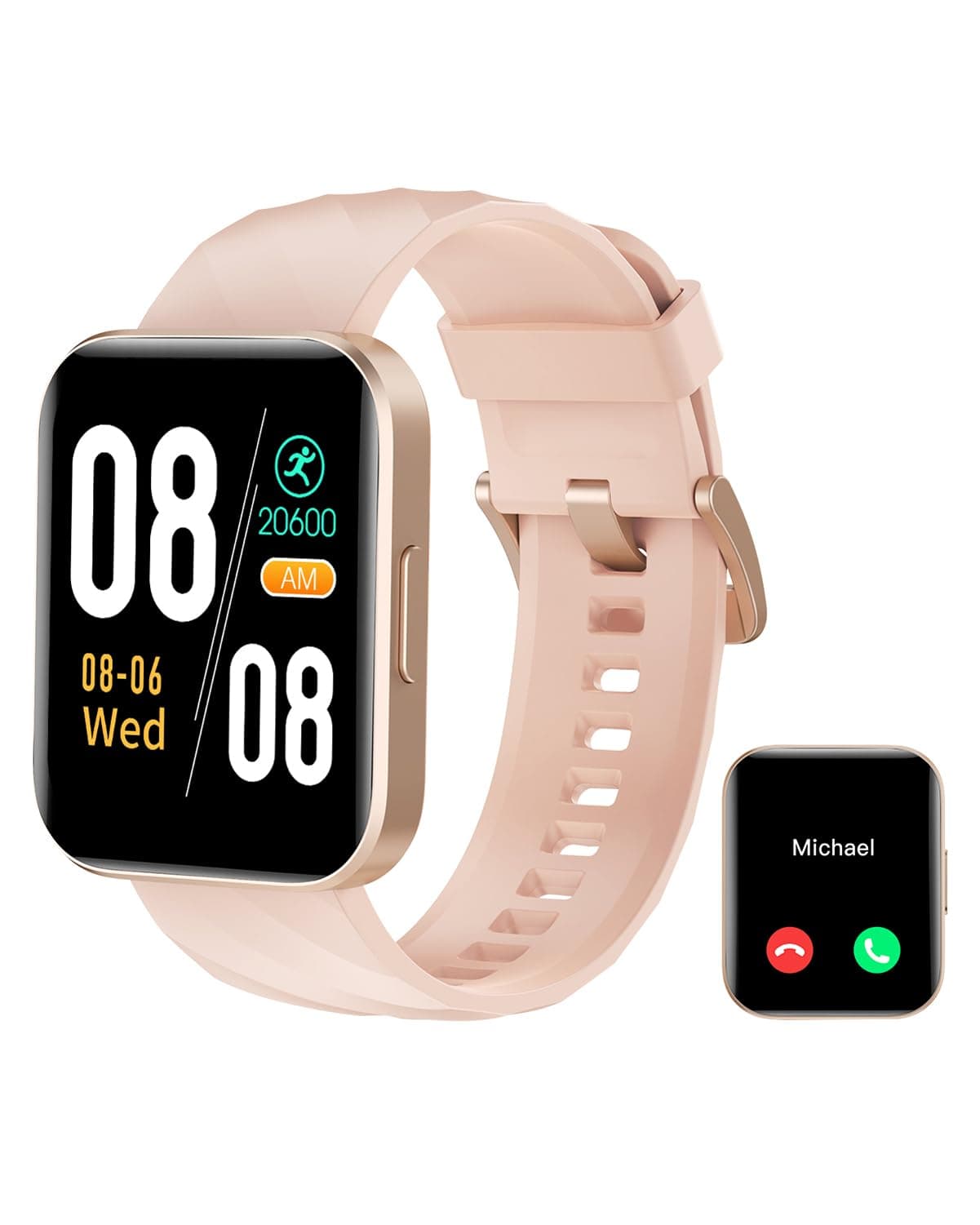 RUIMEN Smartwatch Donna Chiamate e Whatsapp Smart Watch con Saturimetro Contapassi Cardiofrequenzimetro Fitness Tracker Ciclo Mestruale Multisport Orologio Smart Android iOS Compatibile Rosa