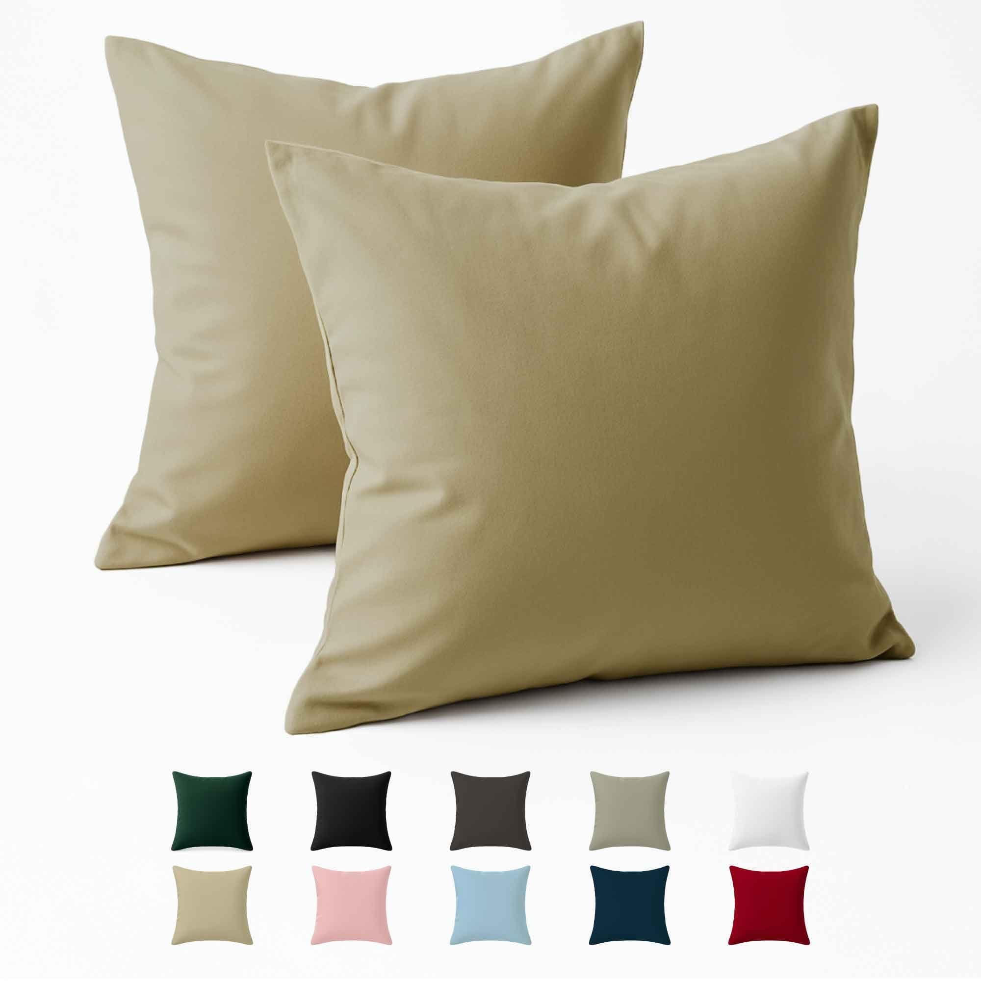 Federe 50x50 Cotone Rinforzato (Set da 2) - Beige - Trama Fitta a 57 Fili/cm² - Federe Cuscini 50x50 cm - Federe Cuscino 50x50 Certificate Oeko Tex - Dreamzie