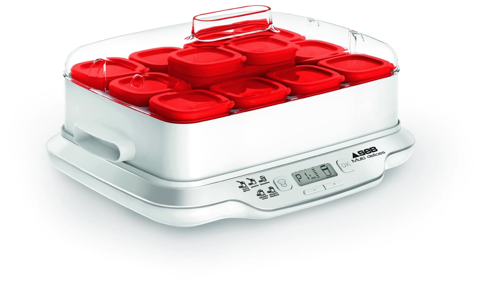 Seb Multi Délices, Express Yaourtière 12 pots verre 140 ml, Sans BPA, 5 programmes automatiques, Programme Express, Fabriqué en France YG661500