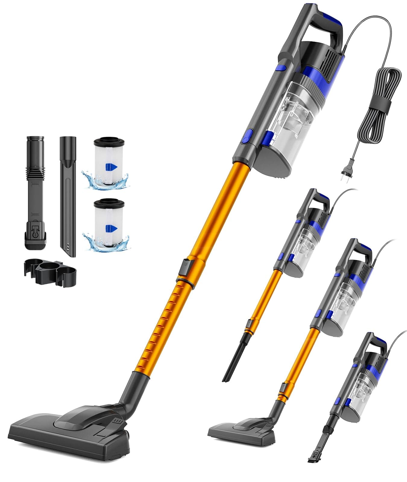 VACTechPro 60KPa/680W/7M Aspiradora, Aspiradora con Cable | 800ML Cubo de Basura, Aspirador con Diseño Ergonómico del Mango, Aspirador con Cable para Suelos Duros