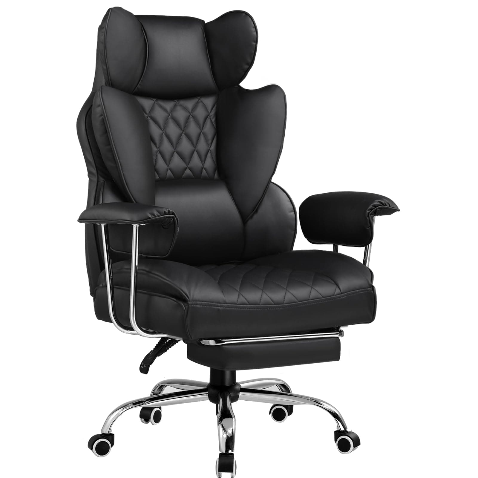 GTPLAYER Silla Gaming, Ergonómica Silla de Oficina con Soporte Lumbar con Muelles Ensacados, Asiento Ancho con Reposabrazos Flexible y Reposapiés, Ajustable en Altura, Negro-Oscuro