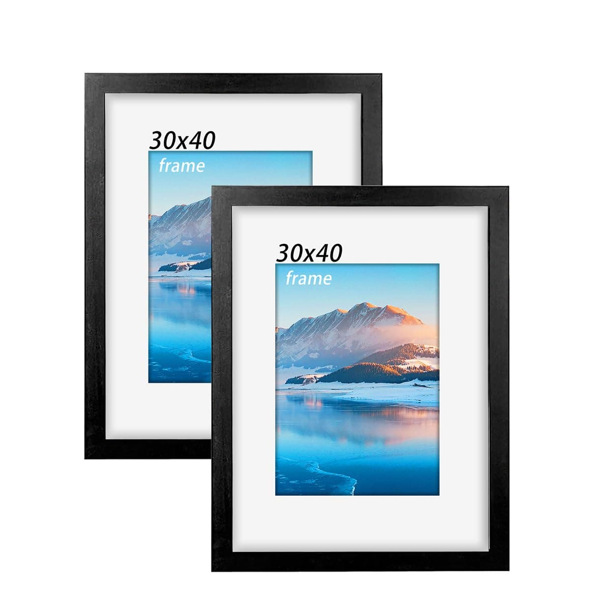 DTXDTech Lot de 2 Cadre 30 x 40 cm en bois noir, cadre photo 12 x16 pouces, cadre photo 30x40 cm avec Perspex, cadre poster 30x40 cm à fixer au mur, décoration de la chambre et du salon