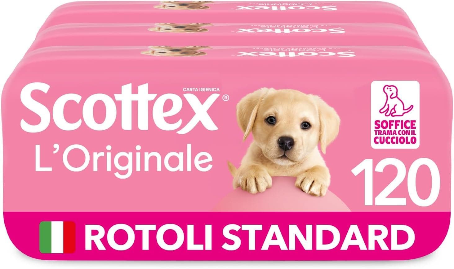Scottex L'Originale Carta Igienica, Morbida e Assorbente, Pacco Scorta, Fatto in Italia, 120 Rotoli