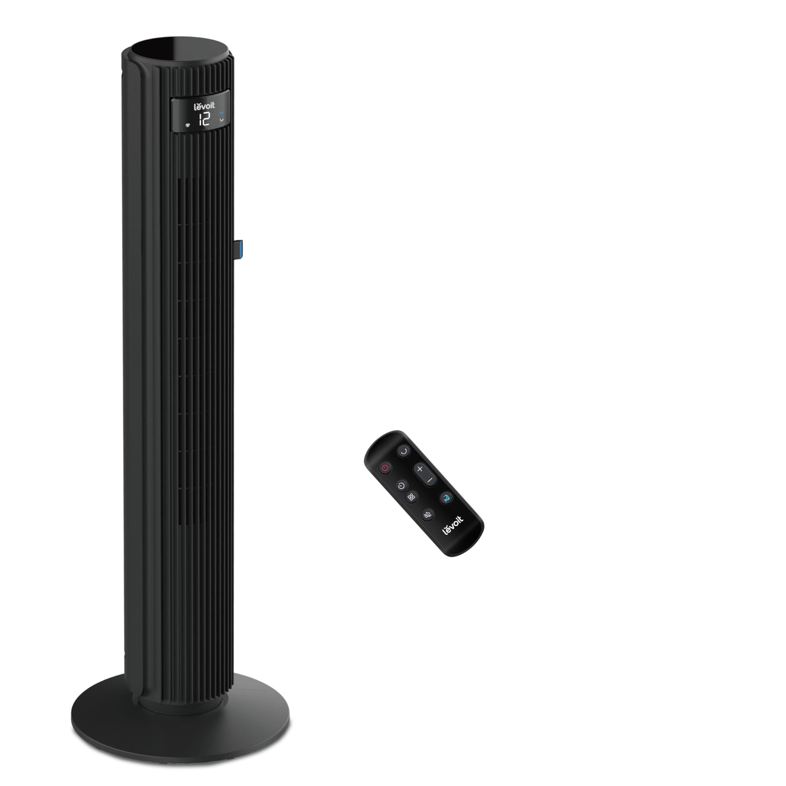 LEVOIT Ventilador de Torre, Inteligente con WiFi Alexa, 7.9m/s con Motor DC, Silencio 25 dB y 23 W, Ajuste Arriba/Abajo 60°, 12 Velocidades con Mando a Distancia, 4 Modos y Temporizador 12H, 106cm