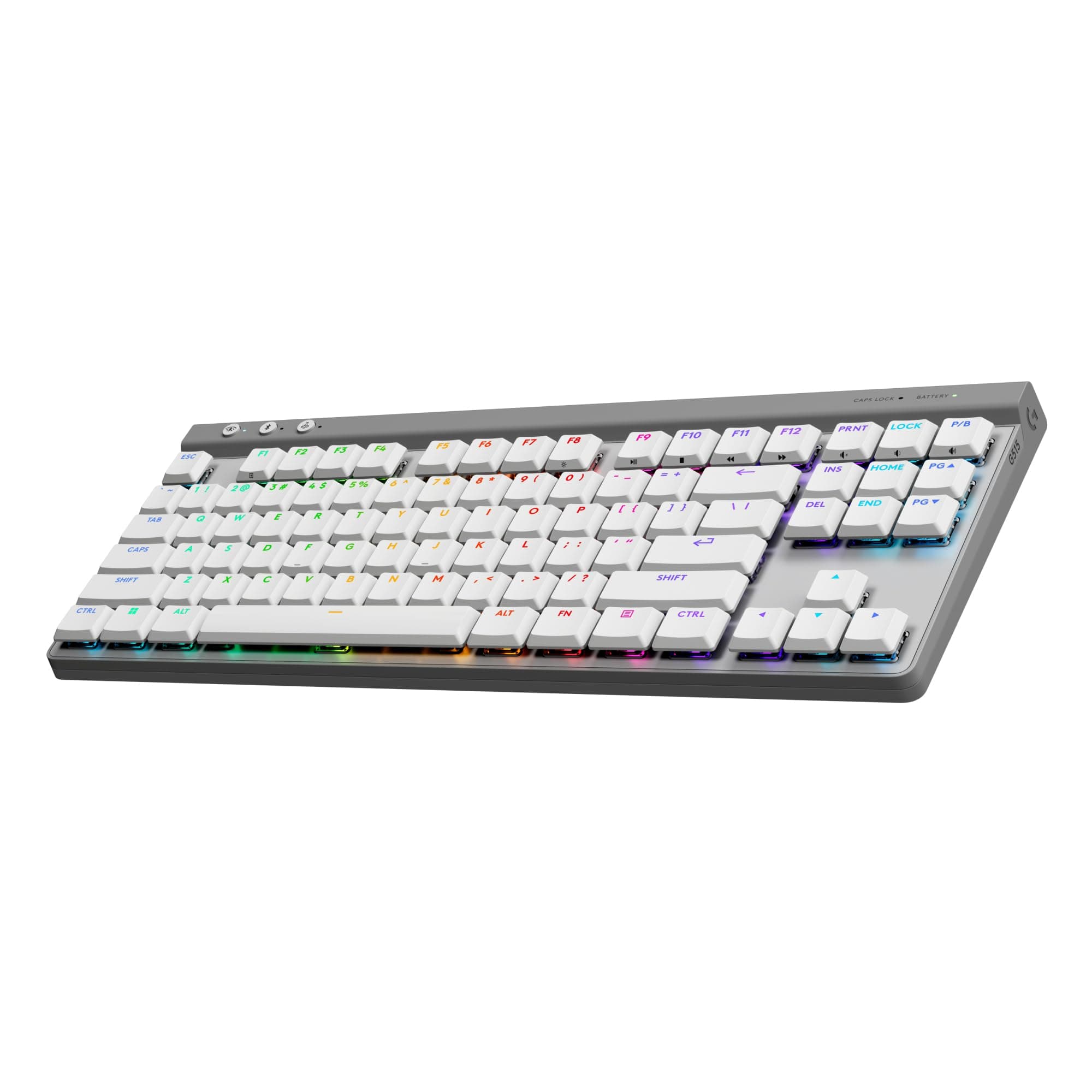 Logitech G G515 Lightspeed TKL profilé Clavier Gaming sans Fil, LIGHTSYNC RVB, Profil Ultra-Plat sans pavé numérique, Touches en PBT, Contacts mécaniques tactiles, Clavier Français AZERTY - Blanc