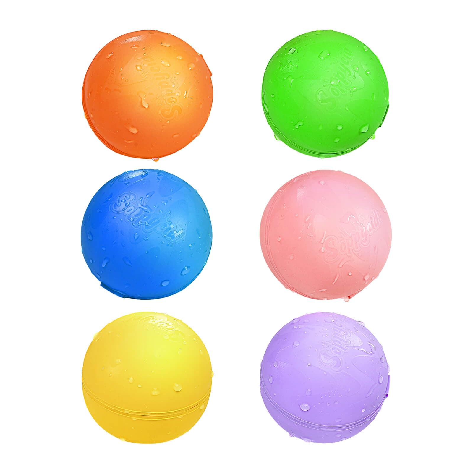 Globos de Agua Reutilizables, 6 Piezas Bolas de Agua Recargables Autosellante de Llenado Rápido para Niños y Adultos, Juguetes de Verano Aptos para Exteriores, Piscina, Playa y Fiestas Acuáticas