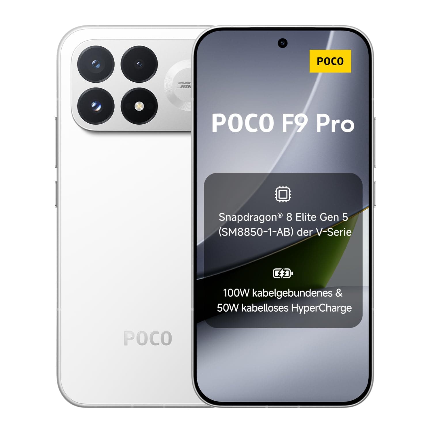 Poco F9 Pro, Smartphone 12+512 GB, White, 6330mAh Akku, 100W Laden | Snapdragon® 8 Elite Gen 5, V-Serie (SM8850-1-AB), VisionBoost D8, Immersives 6,59"-AMOLED-Display, 200-MP-OIS-KI-Kamera