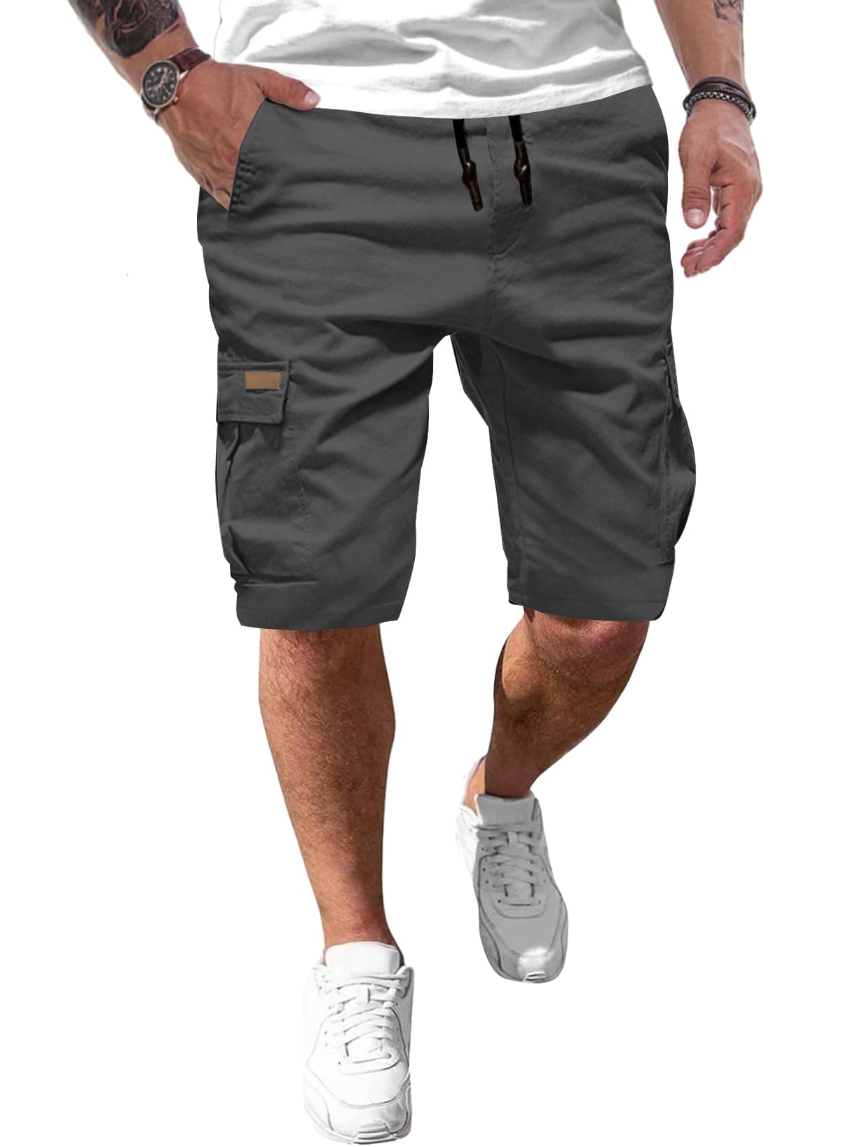 JMIERR Kurze Hosen Herren Baumwolle Cargo Shorts Herren Sommer Freizeithose mit Taschen
