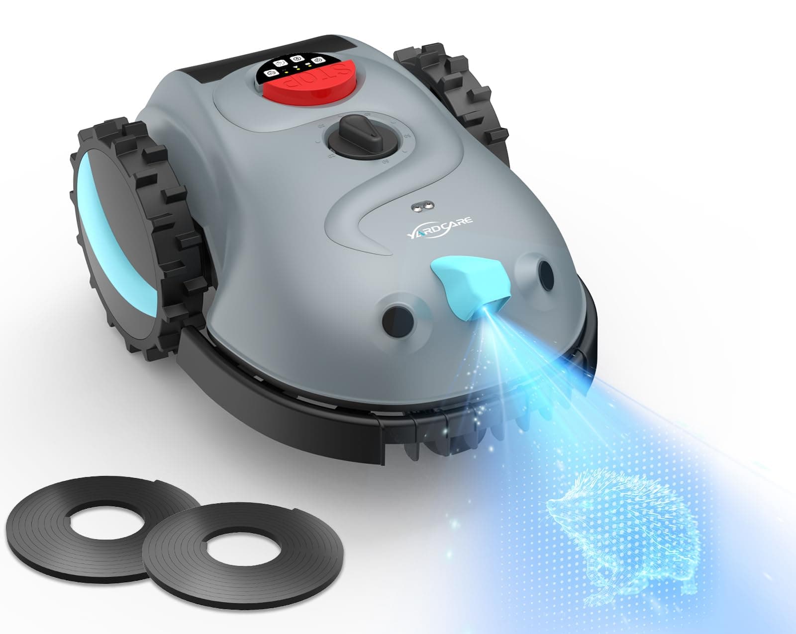 YARDCARE V100 Robot Tagliaerba senza Filo Perimetrale con Navigazione Visiva AI, senza RTK, Nessuna Perdita di Segnale, 150 Ostacoli, con Strisciamagnetica, Lame di Ricambio, Adatto a Piccoli Giardini