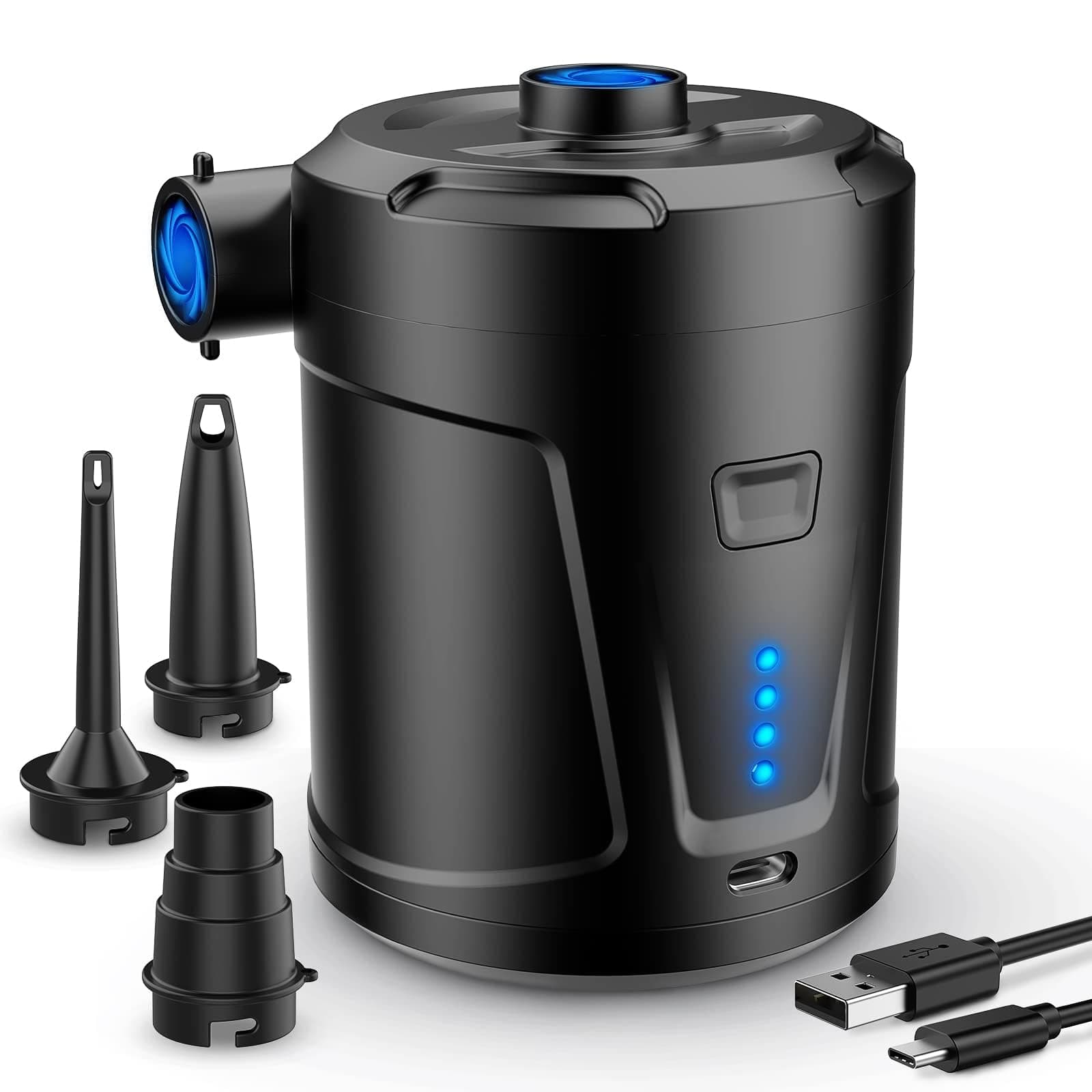 SUPPOU Pompa Elettrica, 5200mAh Pompa Elettrica per Materasso Gonfiabile può essere rapida per Gonfiare e Sgonfiare, Adatto per Materasso Gonfiabile, Materassino Campeggio, Piscina Gonfiabile